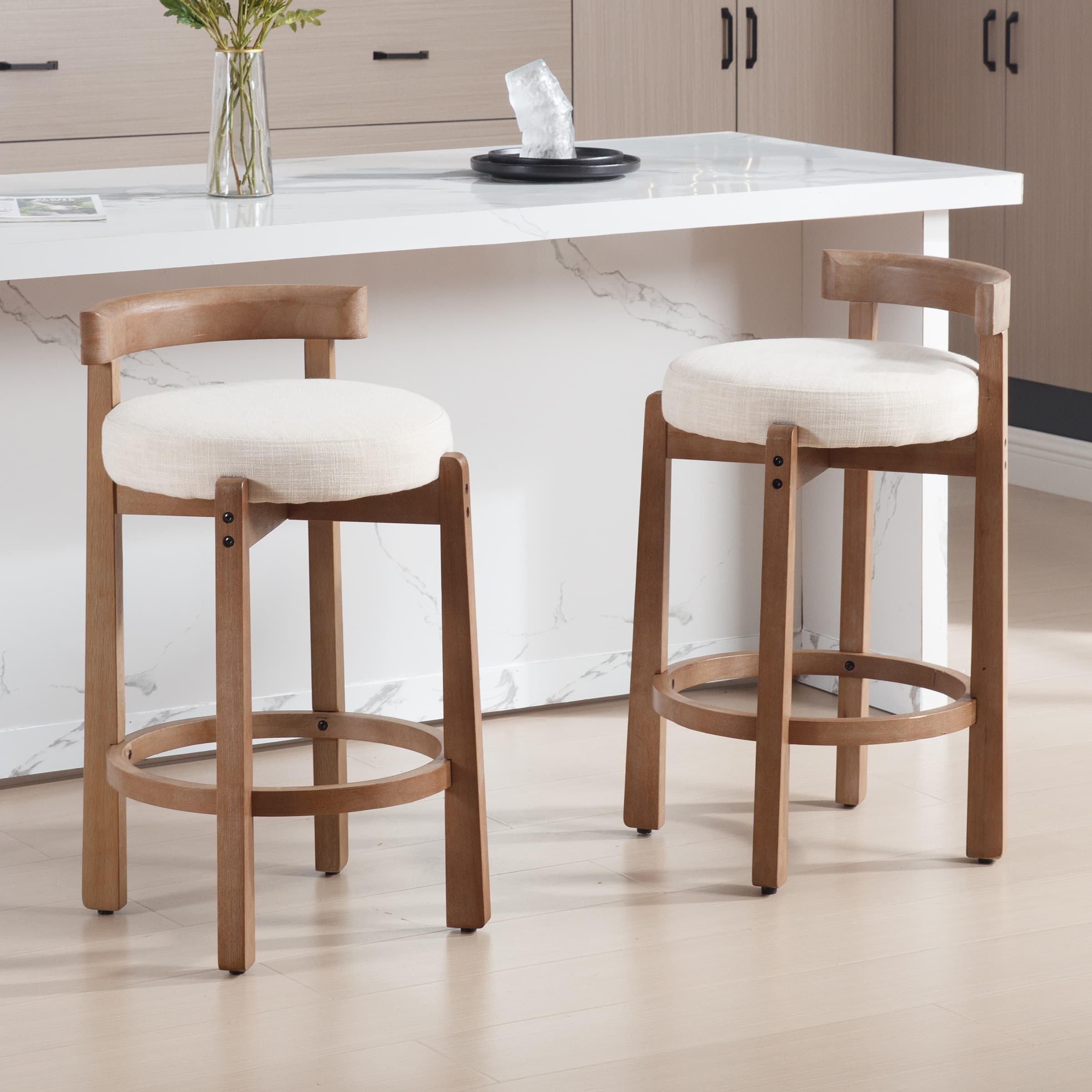 VESCASA 26.5"H Round Cushion Bar Stools Set of 2 - 5733CS