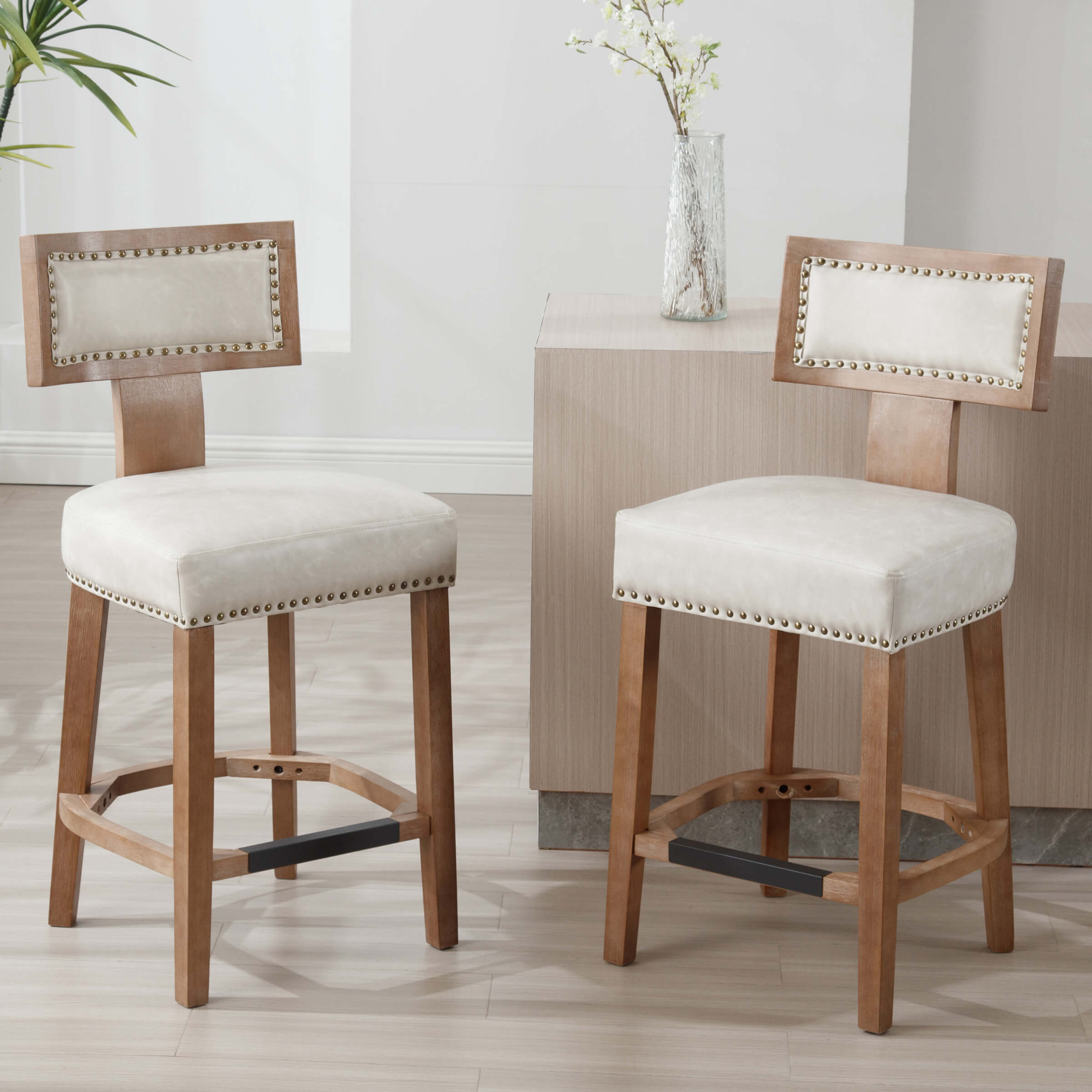 VESCASA 26.75"H Wood Legs Counter Stools Set of 2 - 5753CS