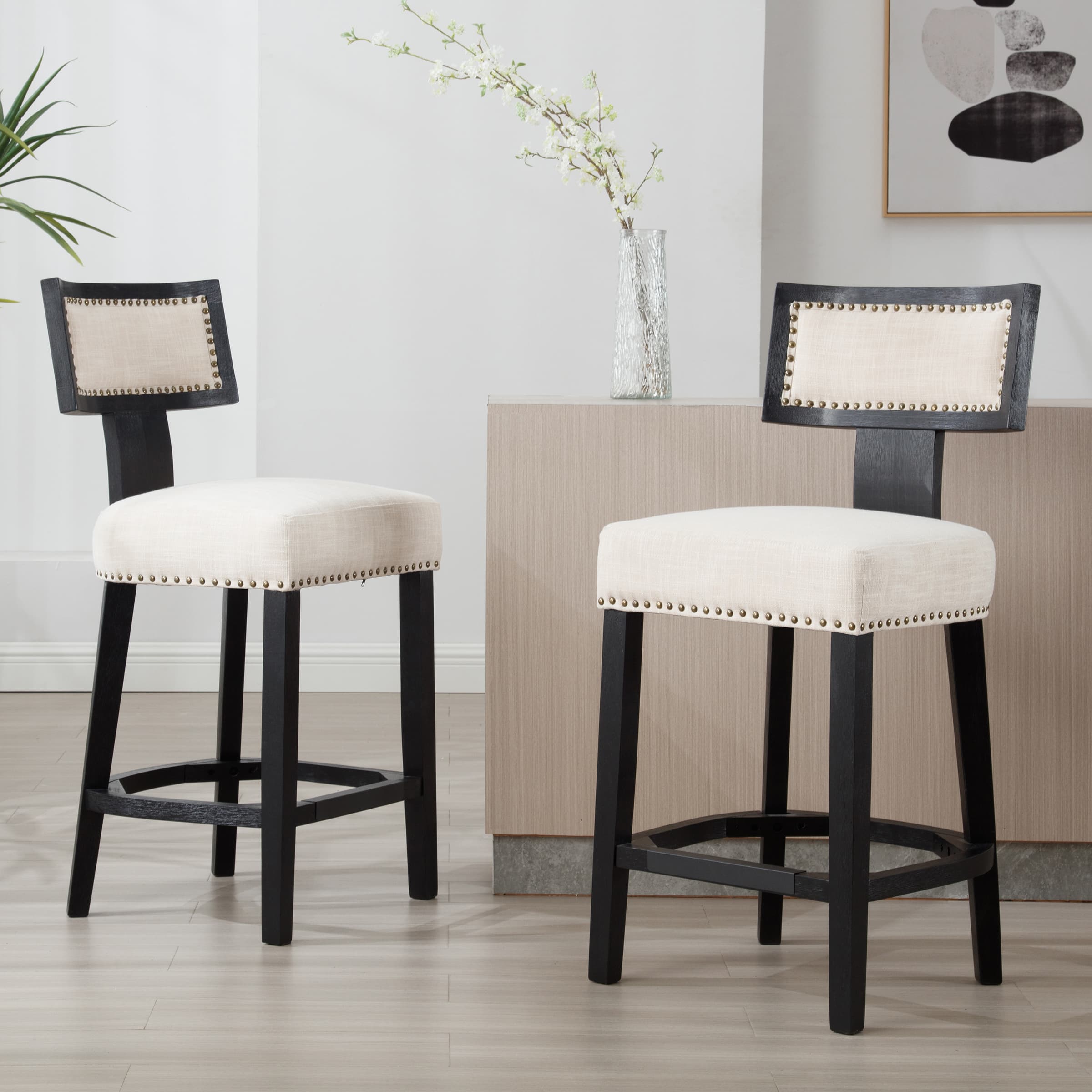 VESCASA 26.75"H Wood Legs Counter Stools Set of 2 - 5753CS