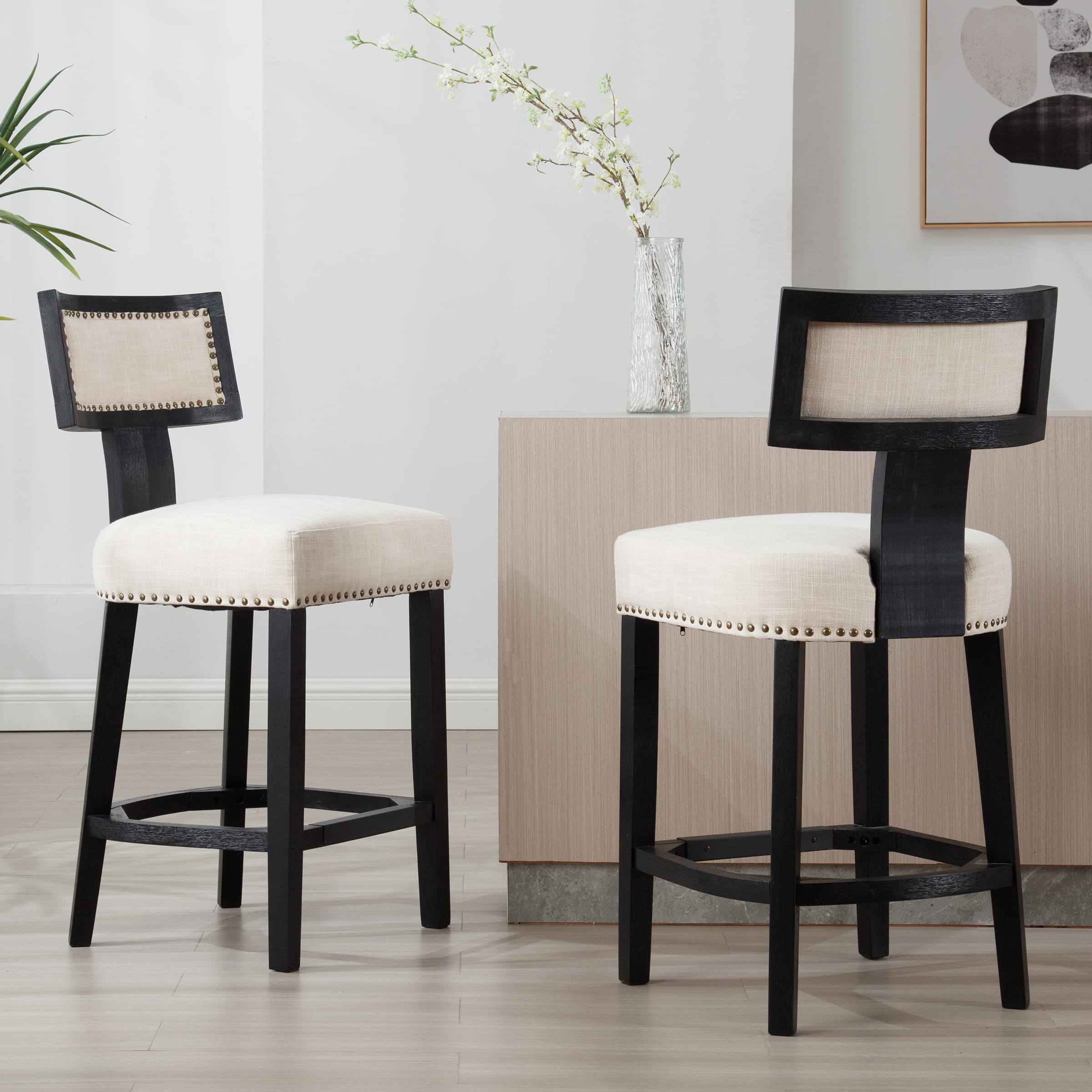 VESCASA 26.75"H Wood Legs Counter Stools Set of 2 - 5753CS