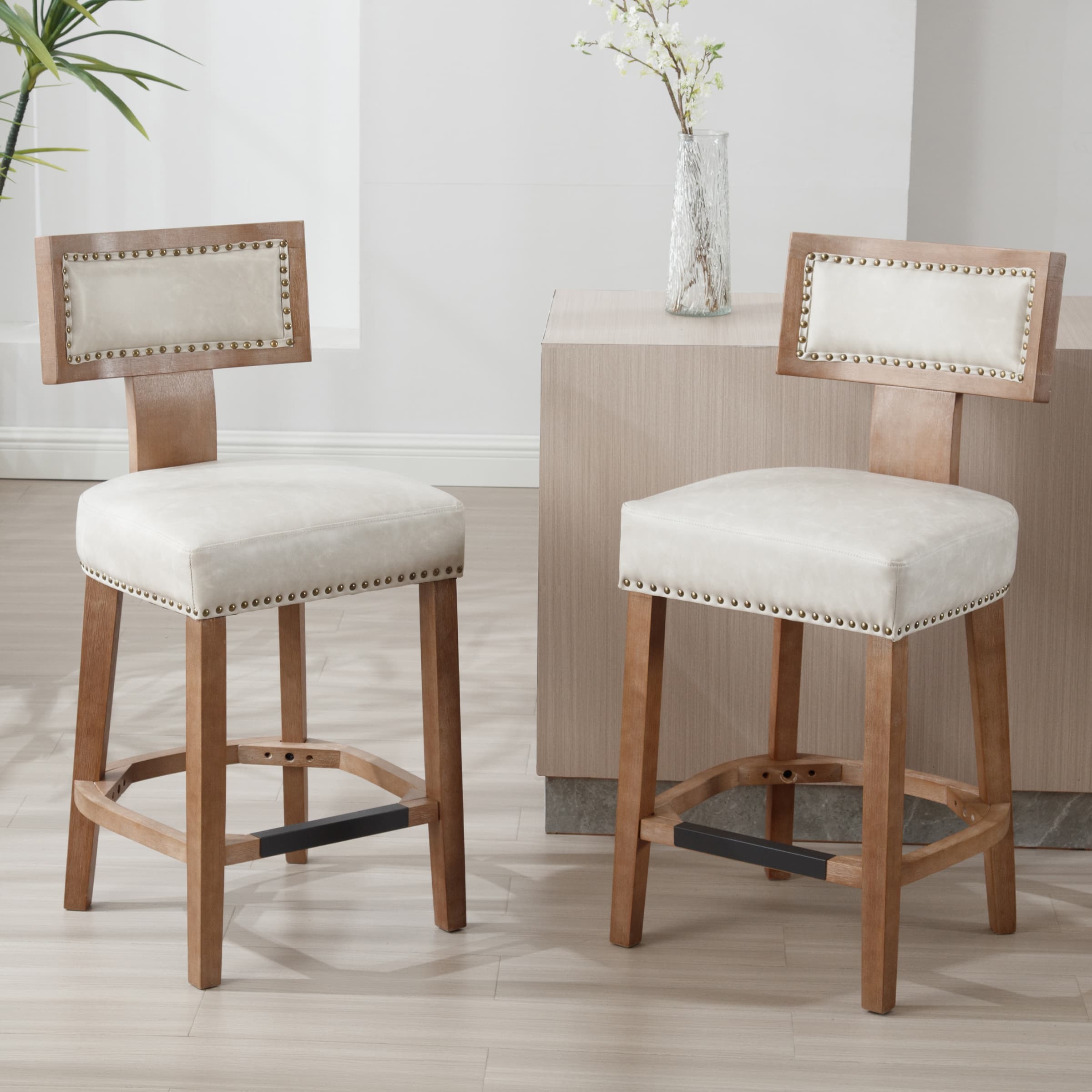VESCASA 26.75"H Wood Legs Counter Stools Set of 2 - 5753CS