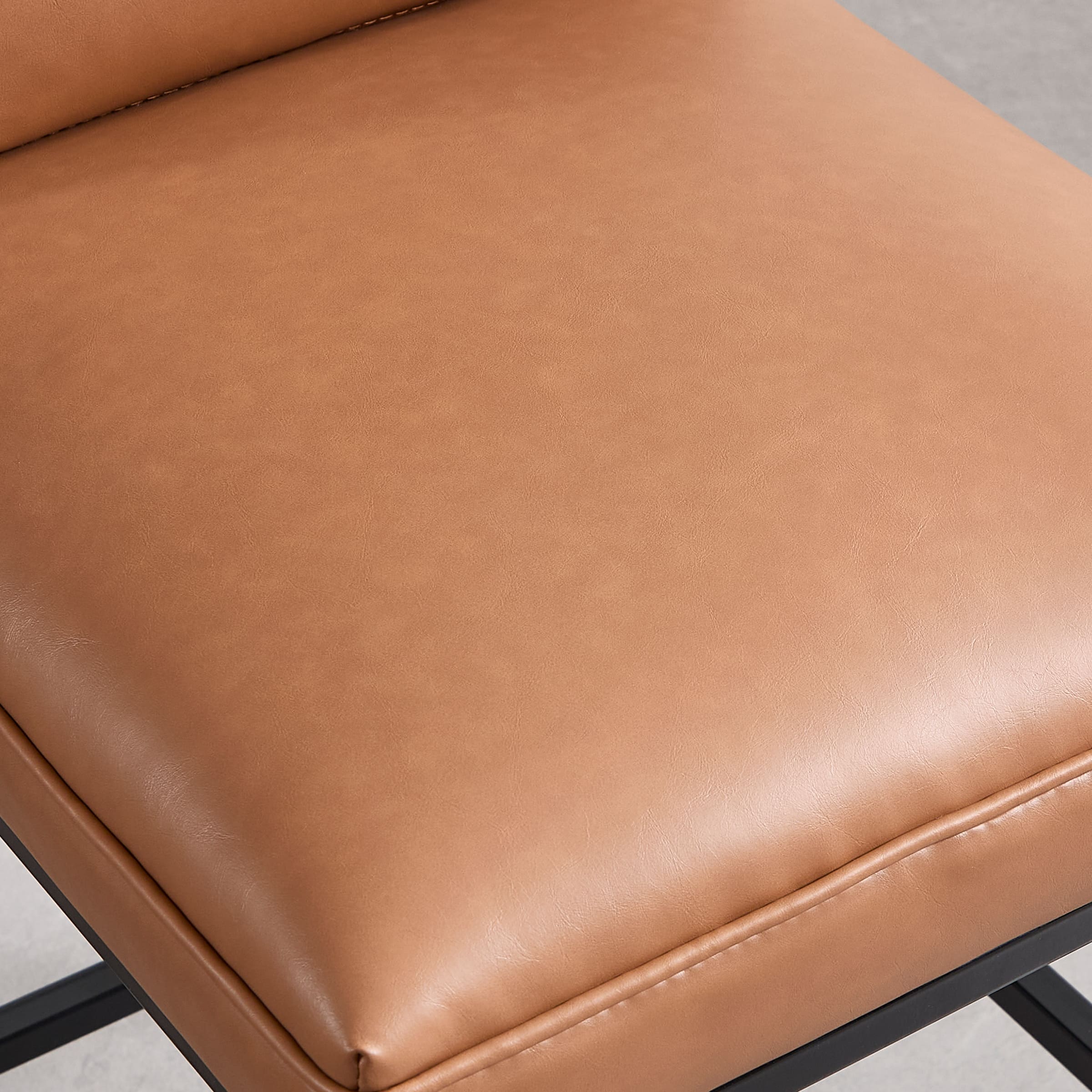 Stitch detail on brown leather