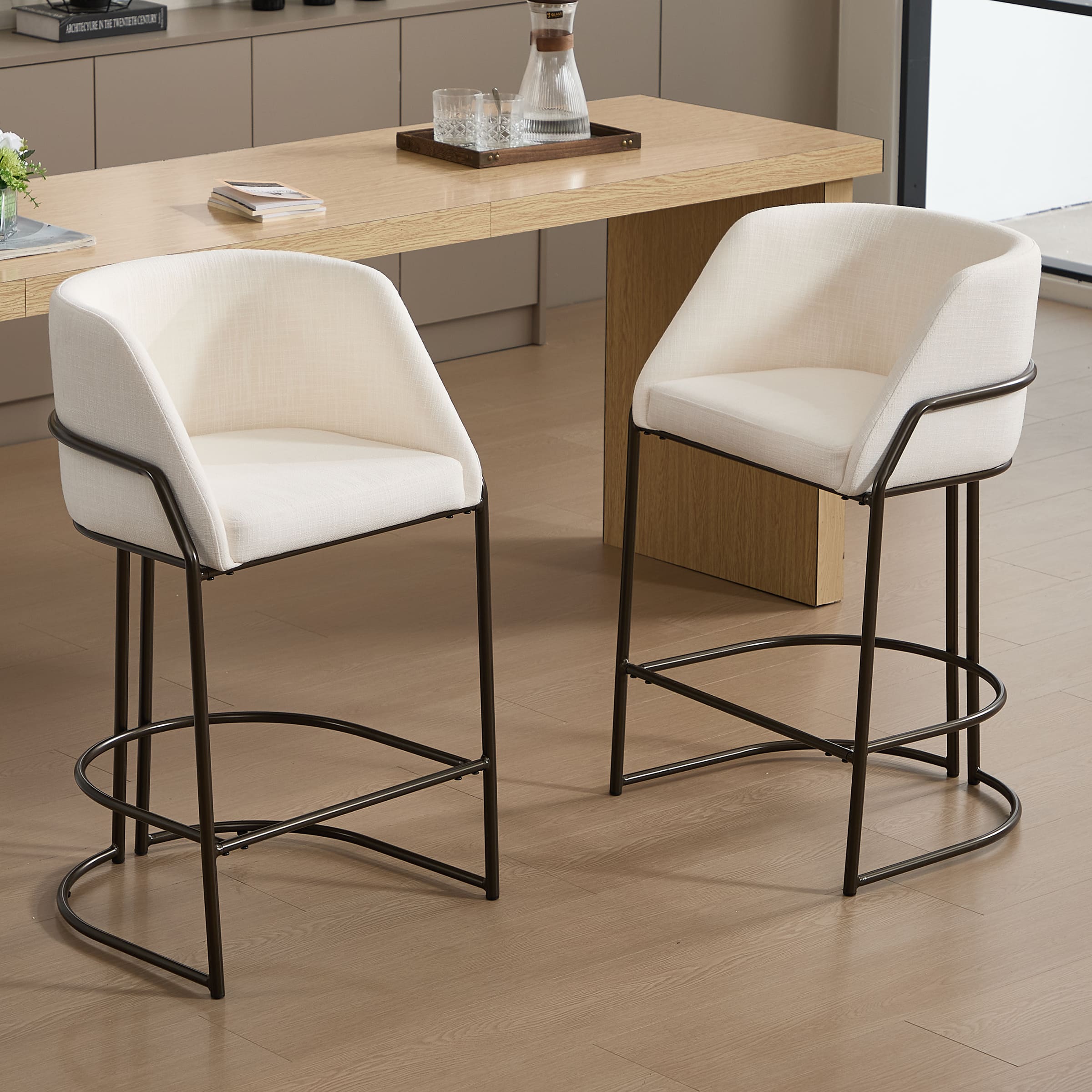 VESCASA 26"H Industrial Barrel Counter Stools Set of 2 - 24613CS