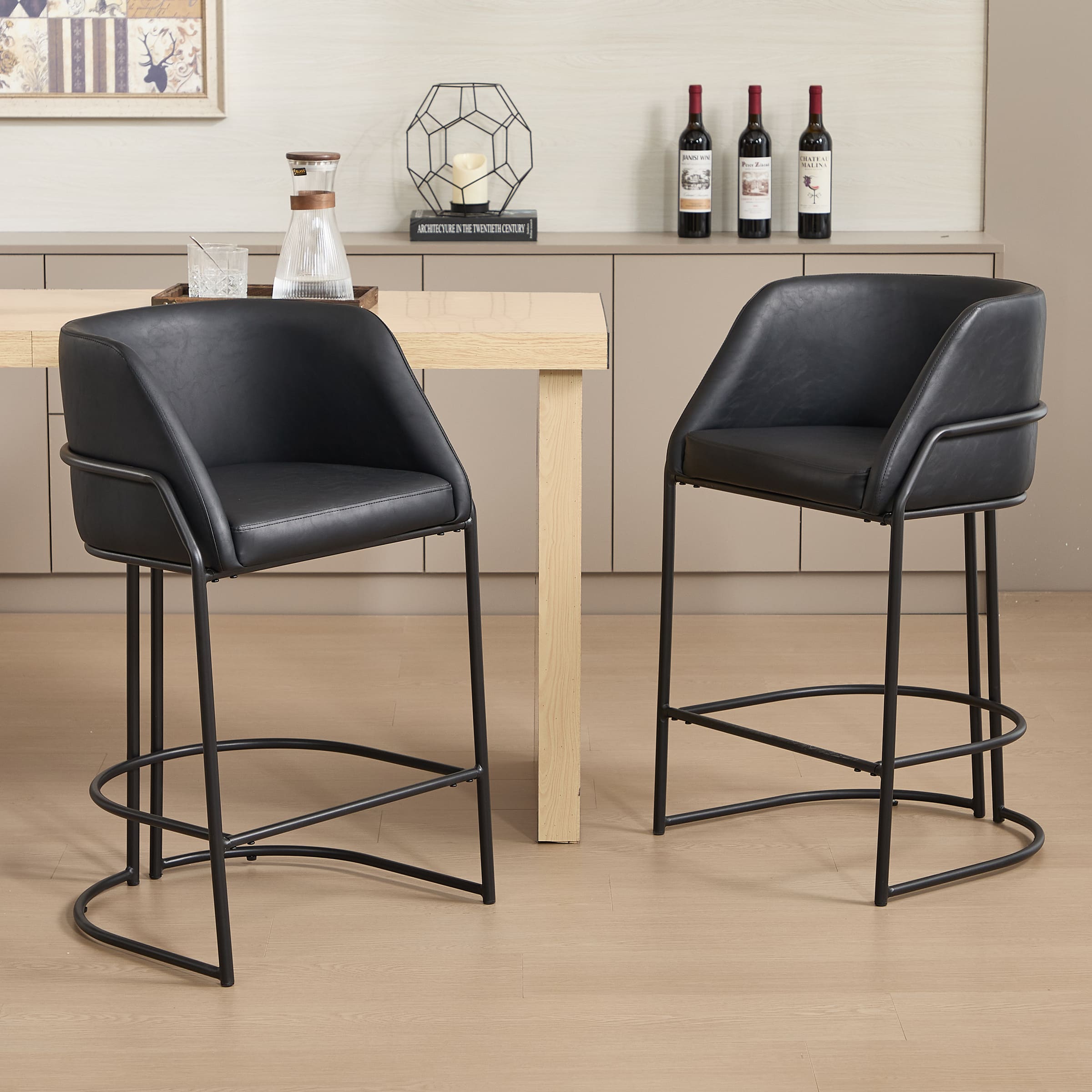 VESCASA 26"H Industrial Barrel Counter Stools Set of 2 - 24613CS