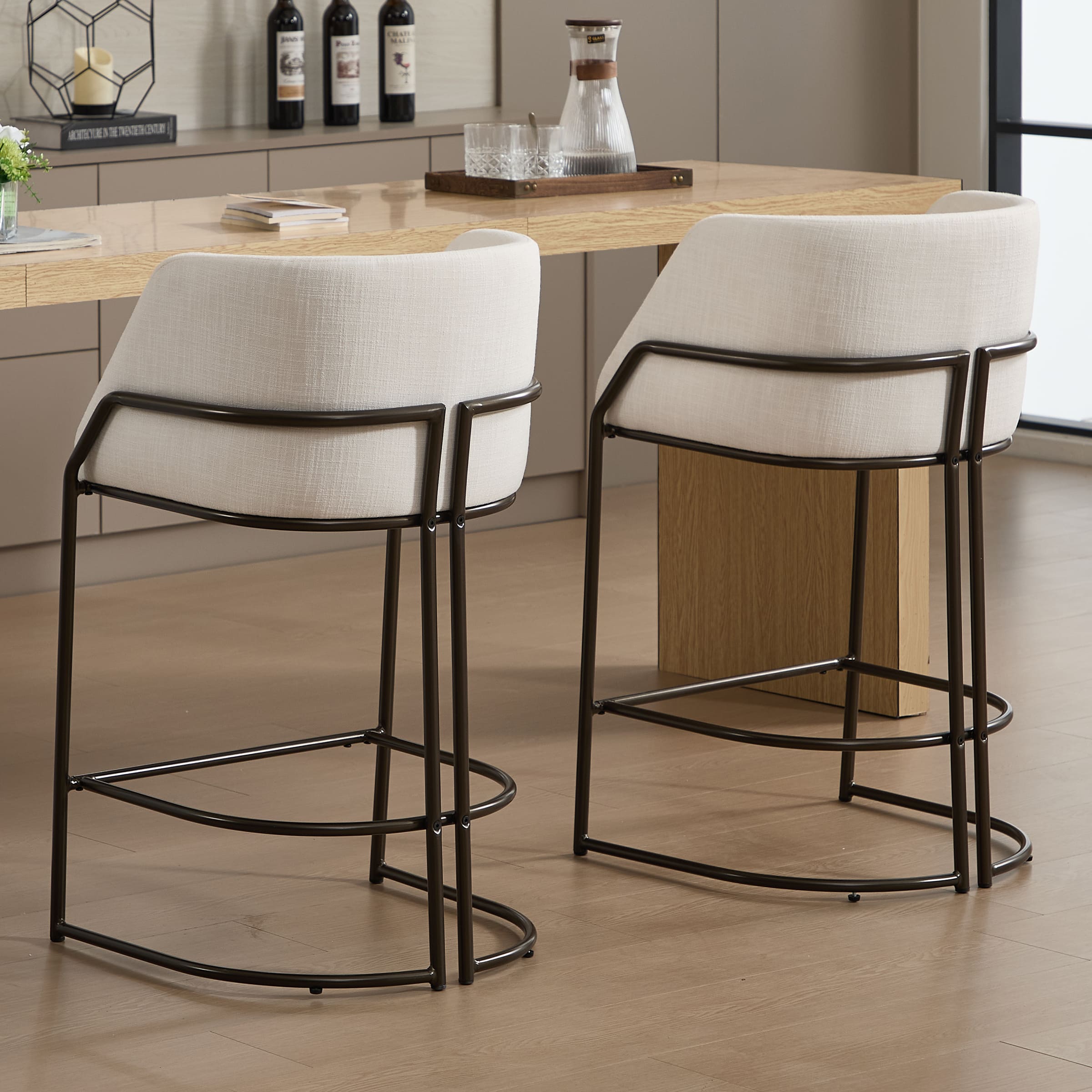 VESCASA 26"H Industrial Barrel Counter Stools Set of 2 - 24613CS