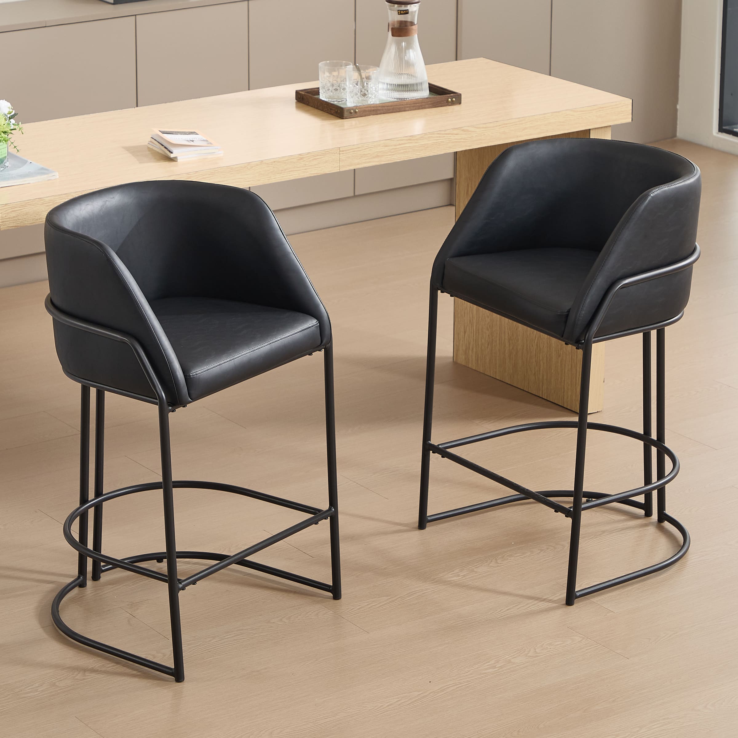 VESCASA 26"H Industrial Barrel Counter Stools Set of 2 - 24613CS