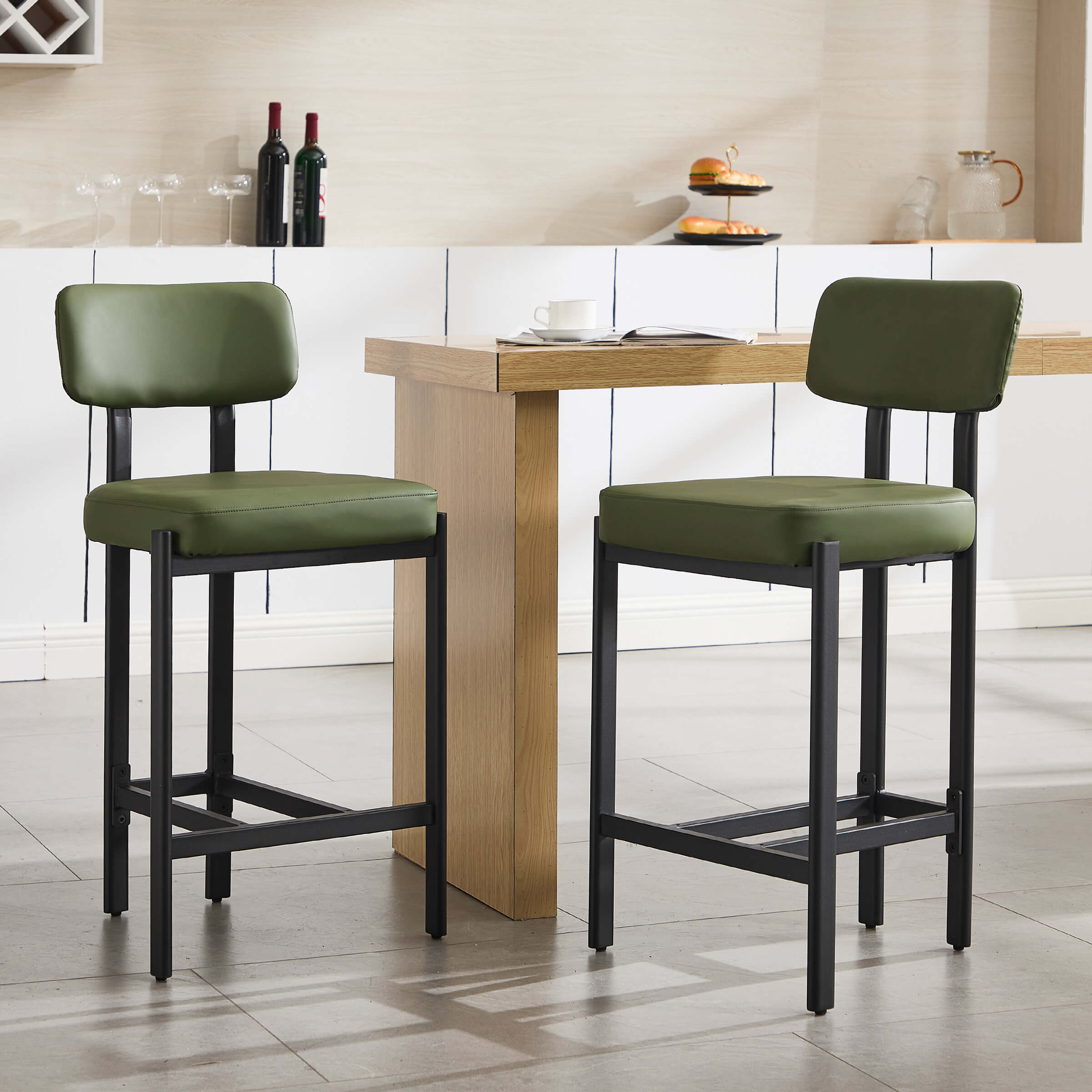 VESCASA 26"H Leather Counter Stools stools  Set of 2 - 24807CS