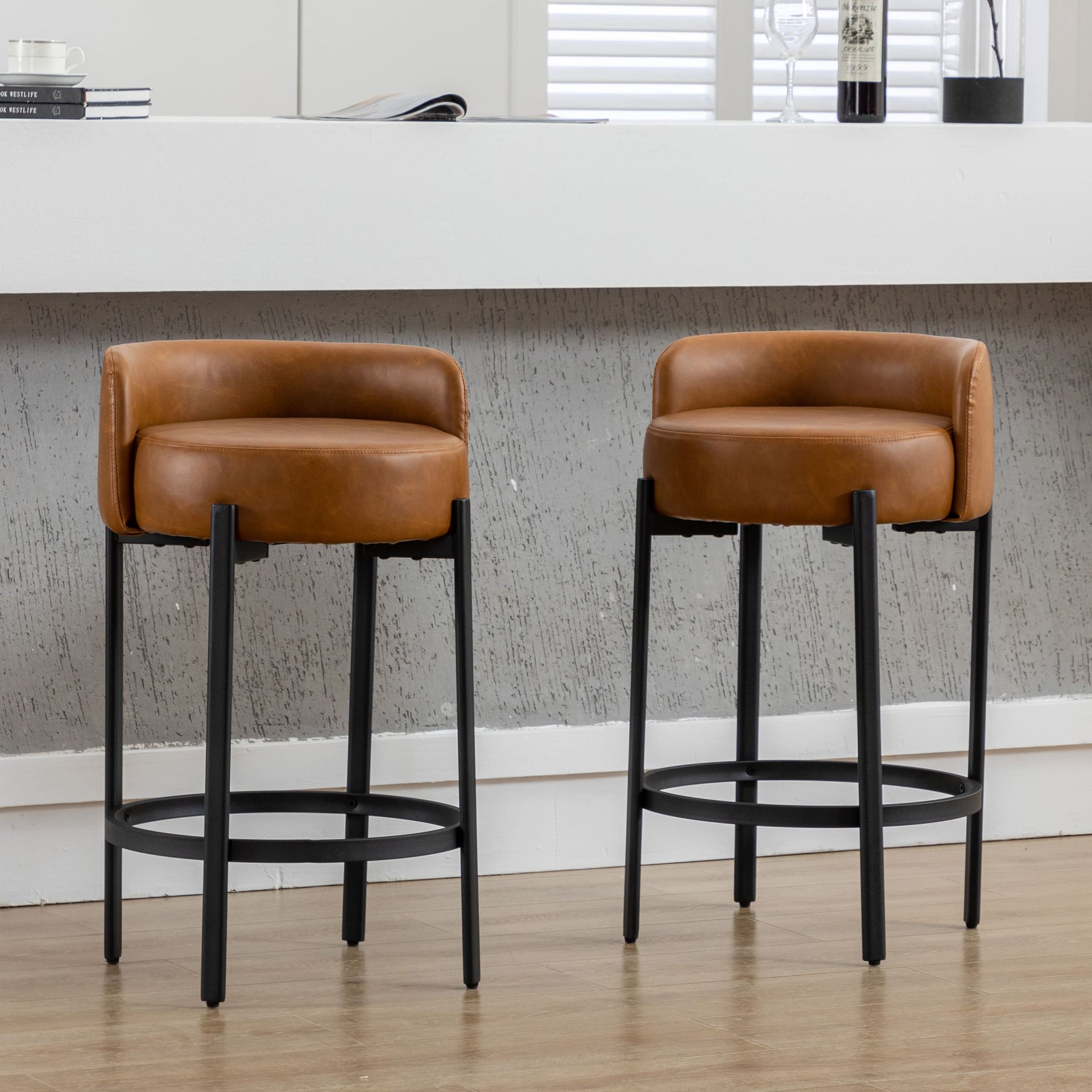 Two stools in brown color