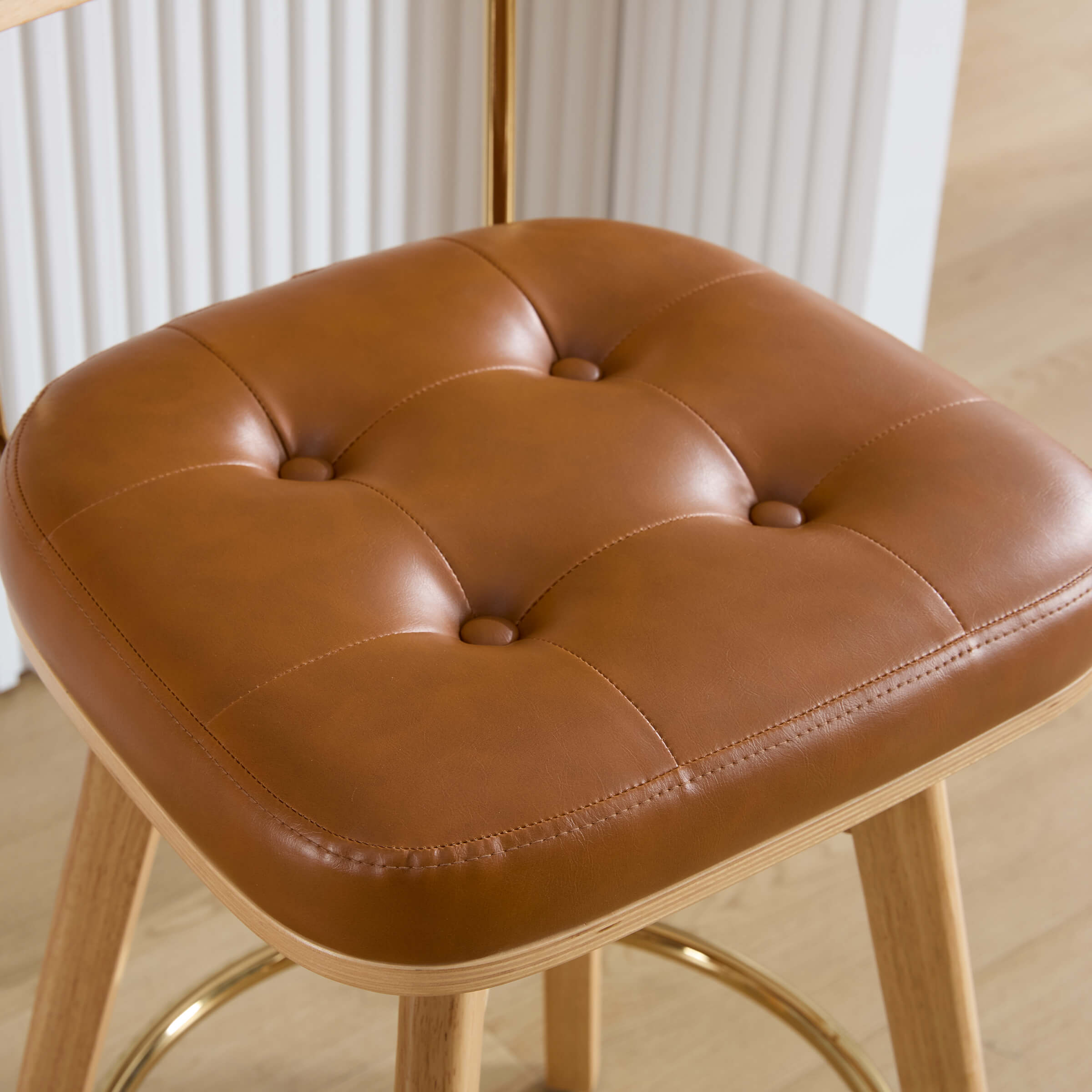 VESCASA 26"H Swivel Faux Leather Tufted Counter Stools Set of 2 - 7072CS