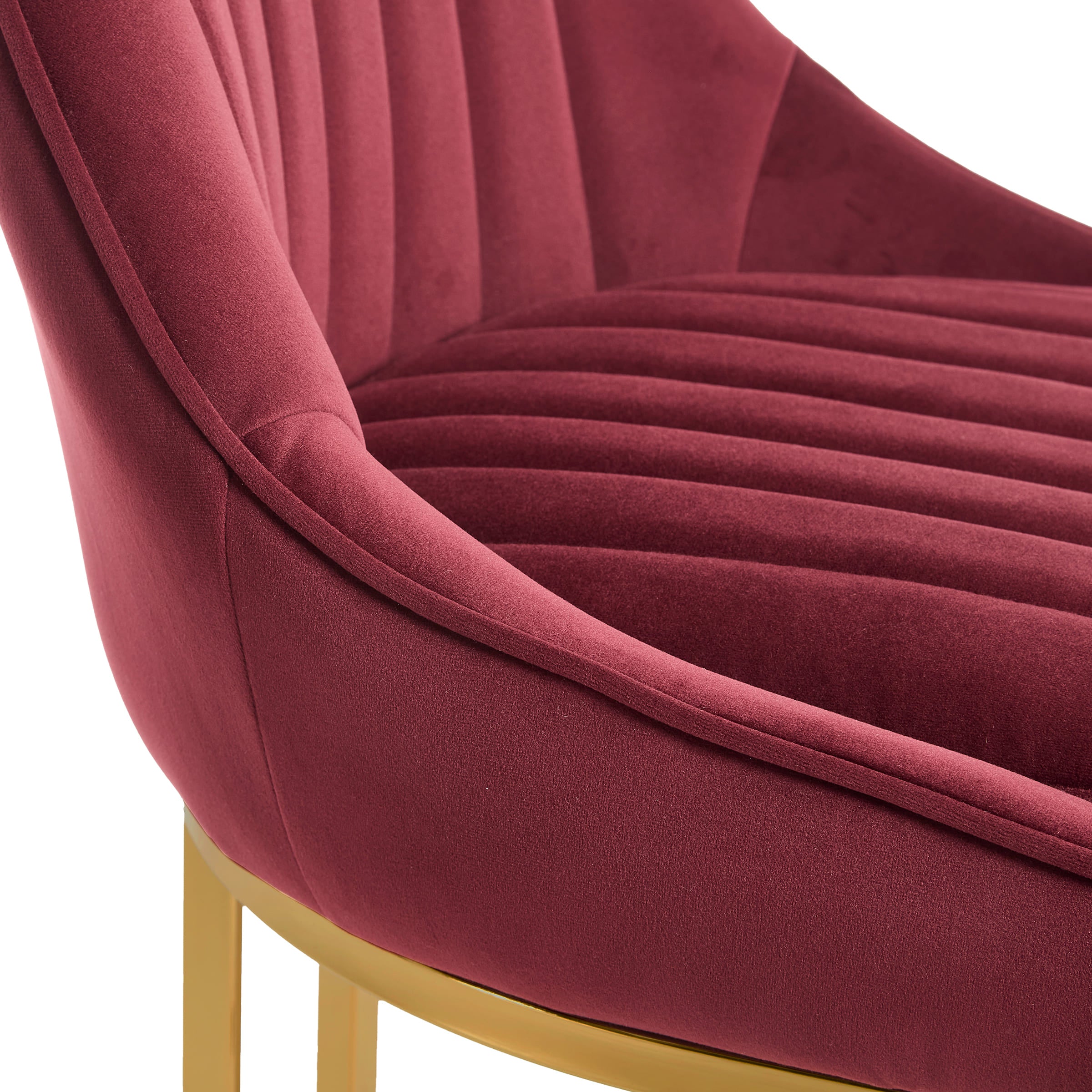 Red velvet seat edge with arm/side