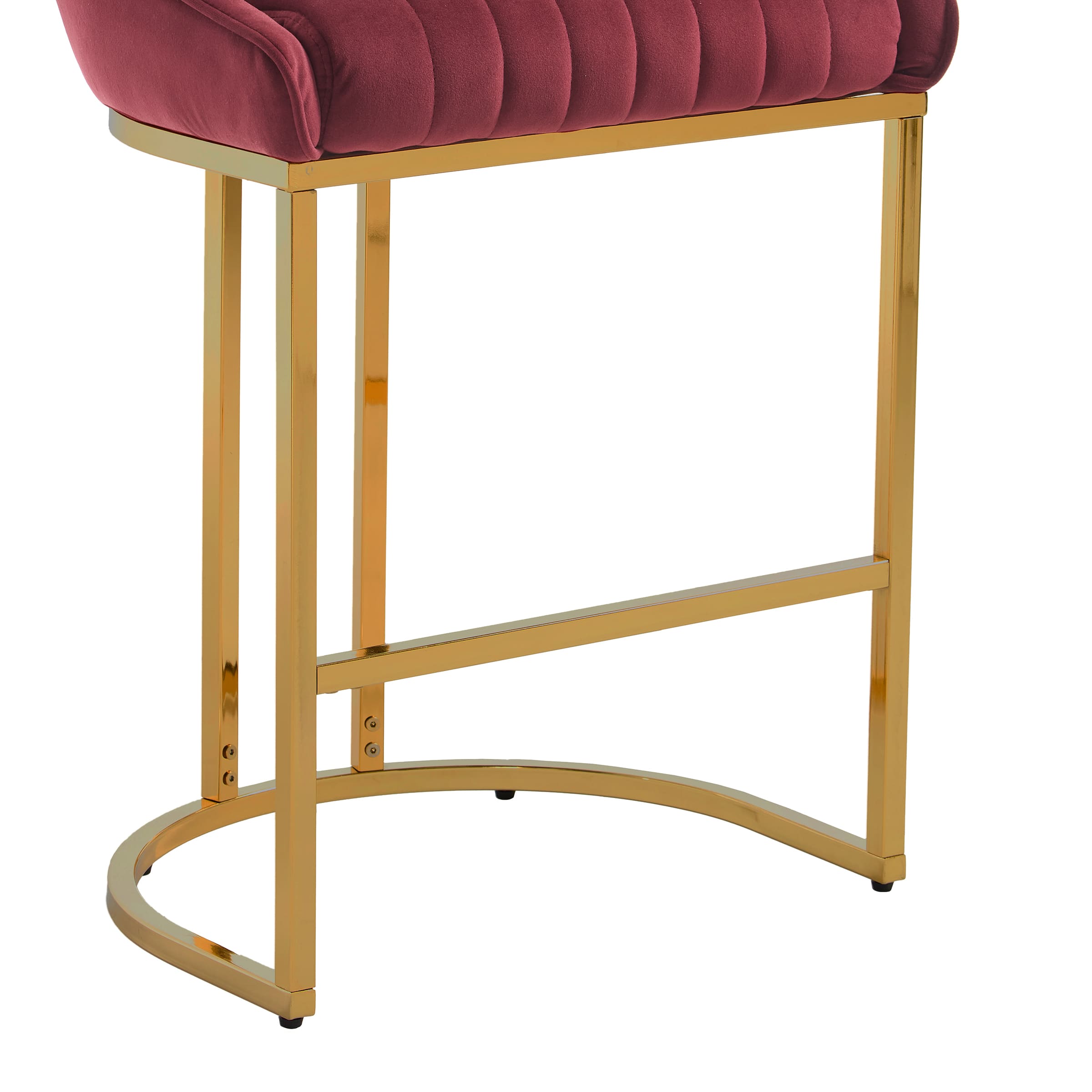 ZH4YOU 26”H Upholstered Gold Legs Stools Set of 2 - 9066CS