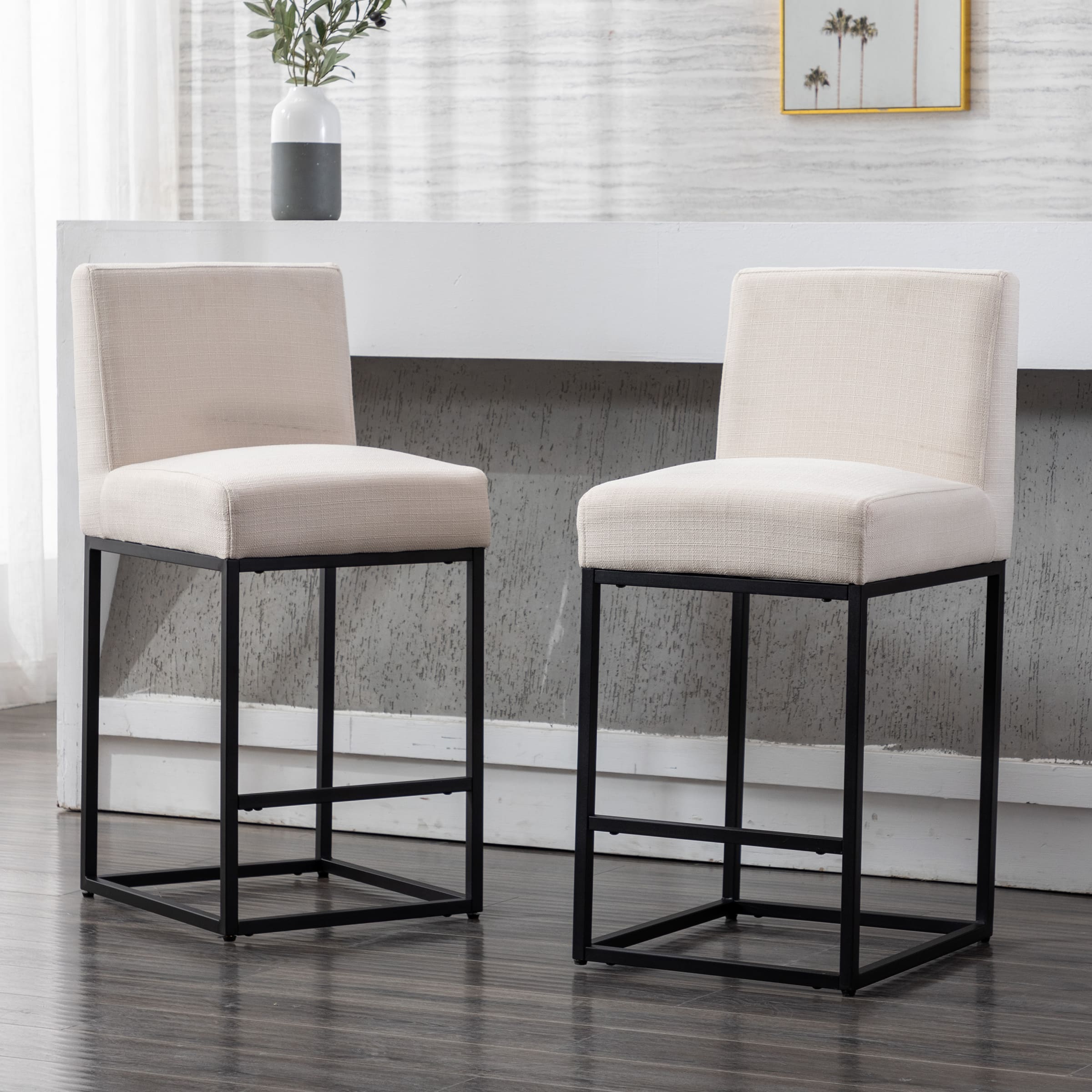 VESCASA 27"H-31"H Metal Frame Counter Height Bar Stools Set of 2 - 5691
