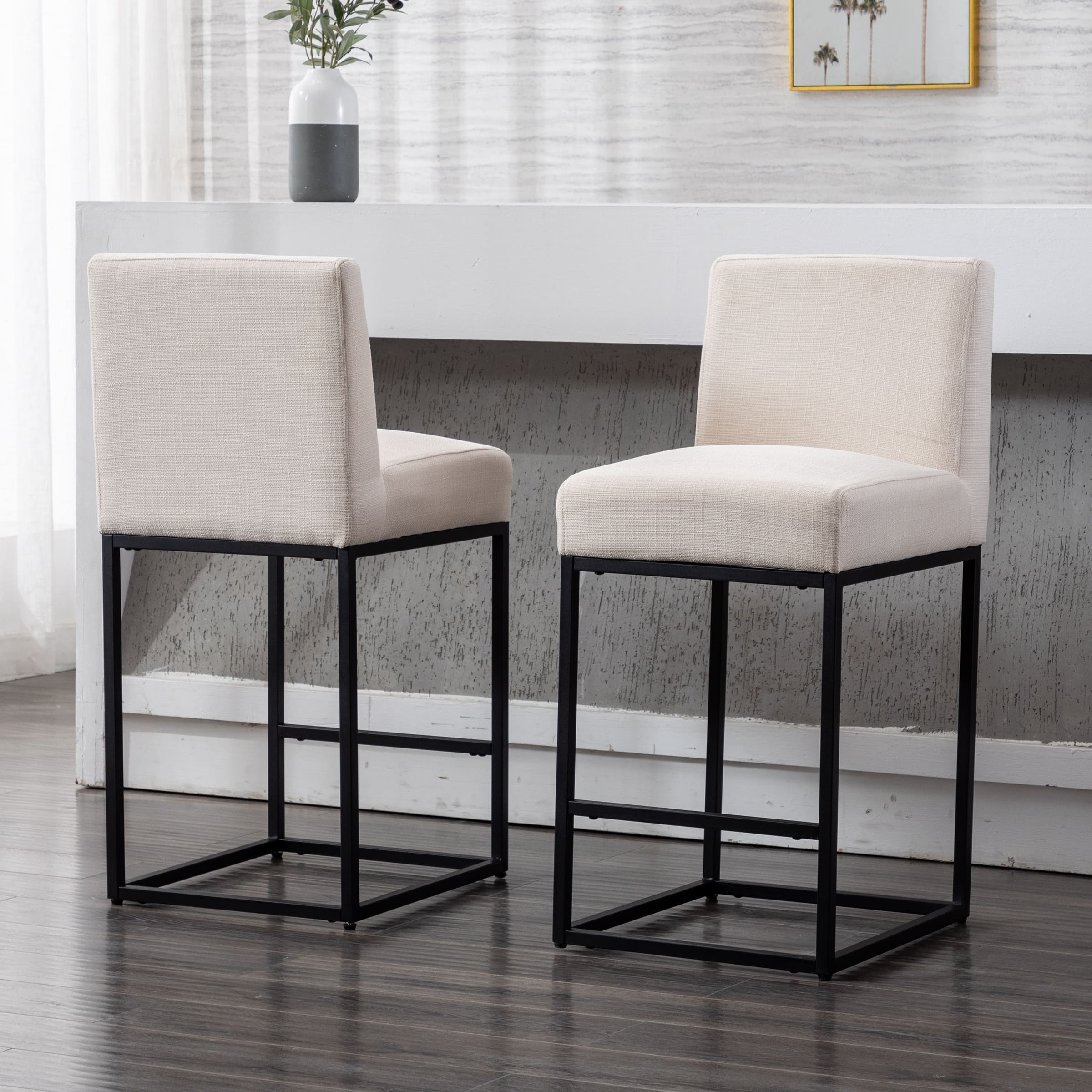 VESCASA 27"H-31"H Metal Frame Counter Height Bar Stools Set of 2 - 5691