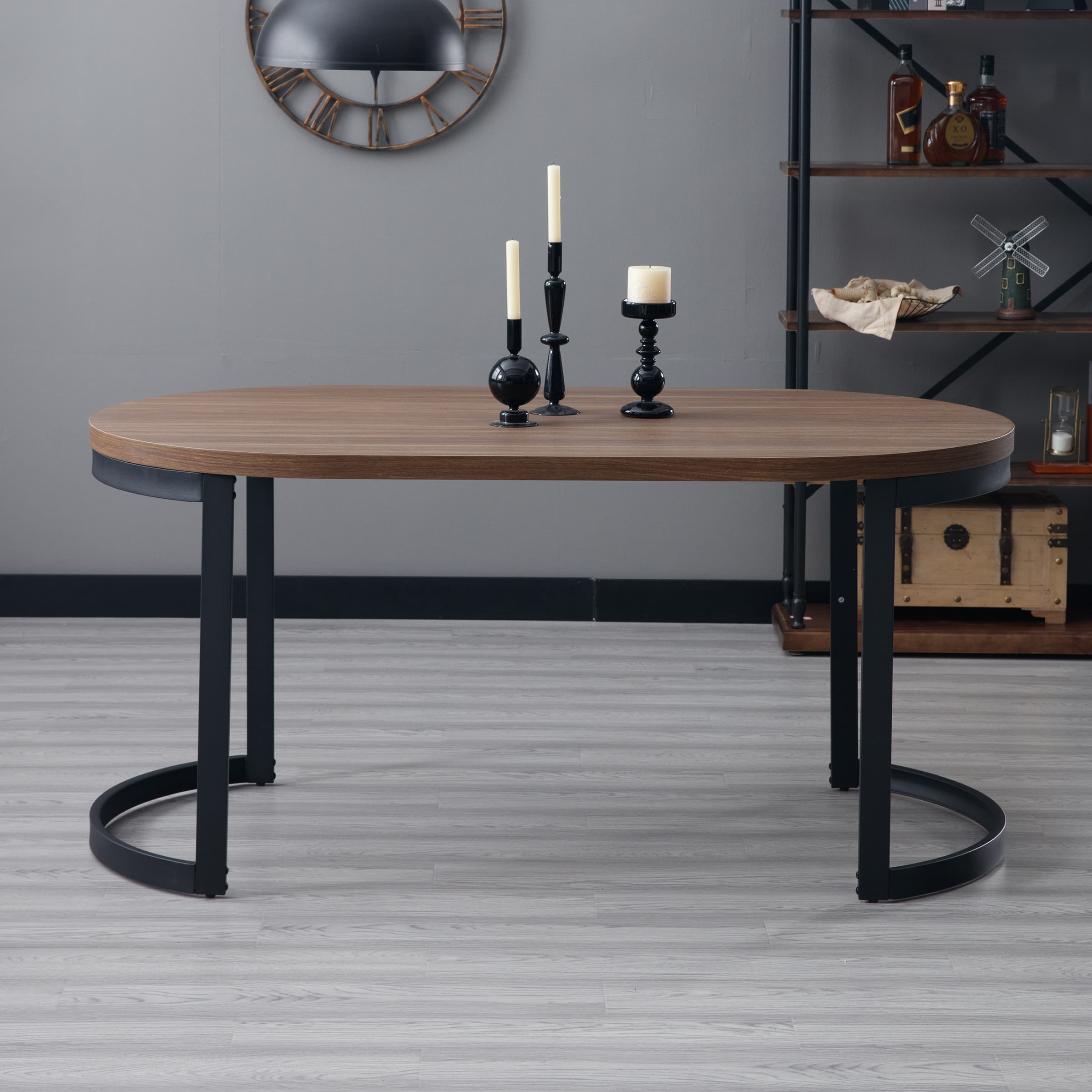 VESCASA 63" W Walnut Wood Dining Table - LX03DT