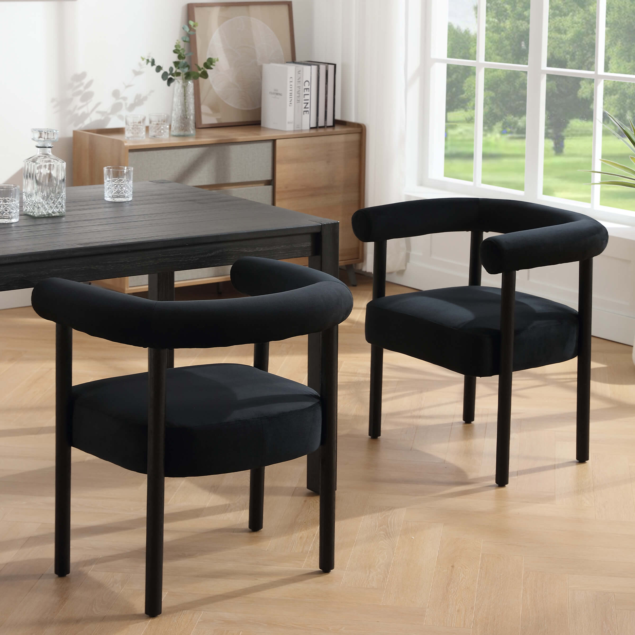 VESCASA Barrel Open Back Upholstered Dining Chairs Set of 2 - 1930DC