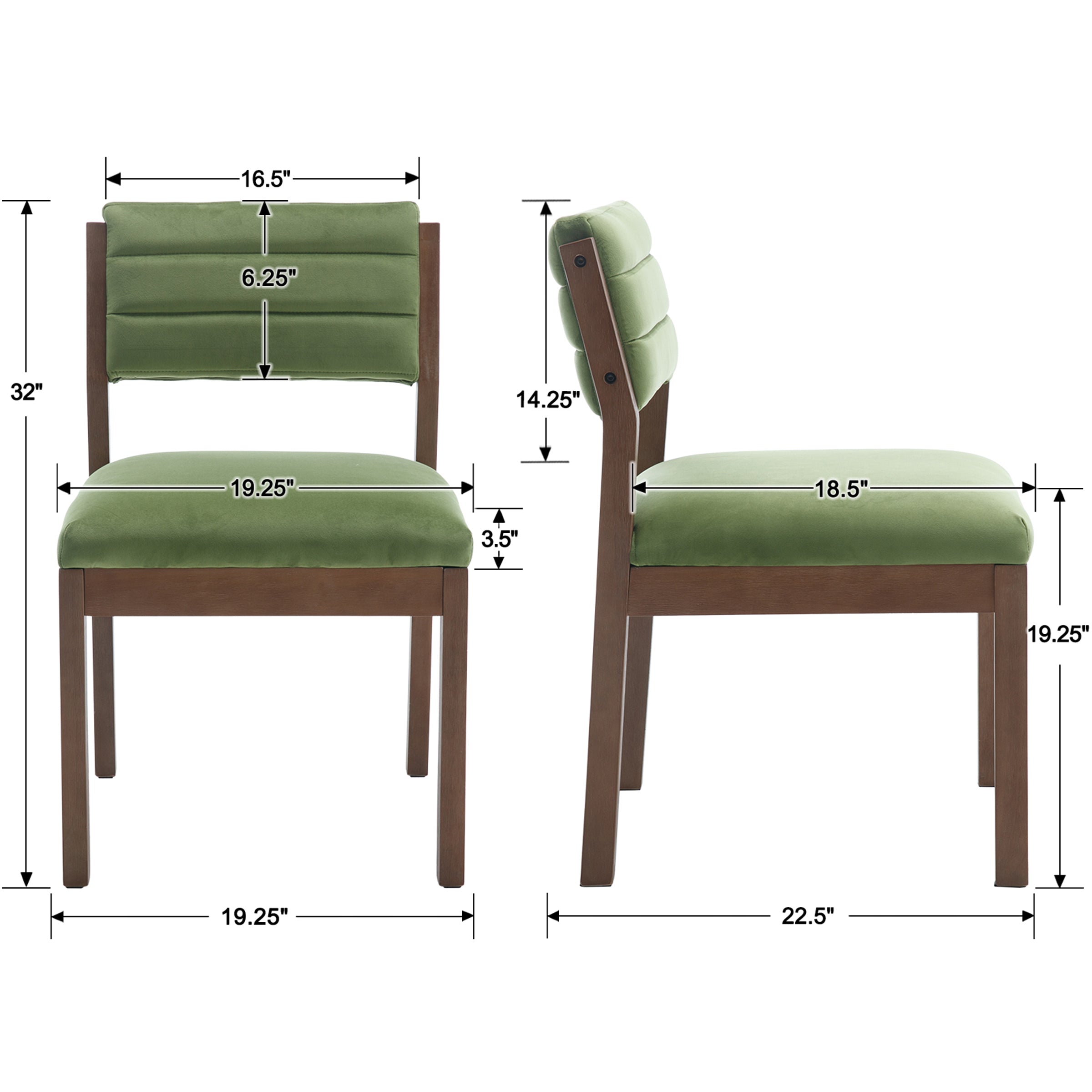 VESCASA Channel-Tufted Back Dining Chairs Set of 2 - 1997DC