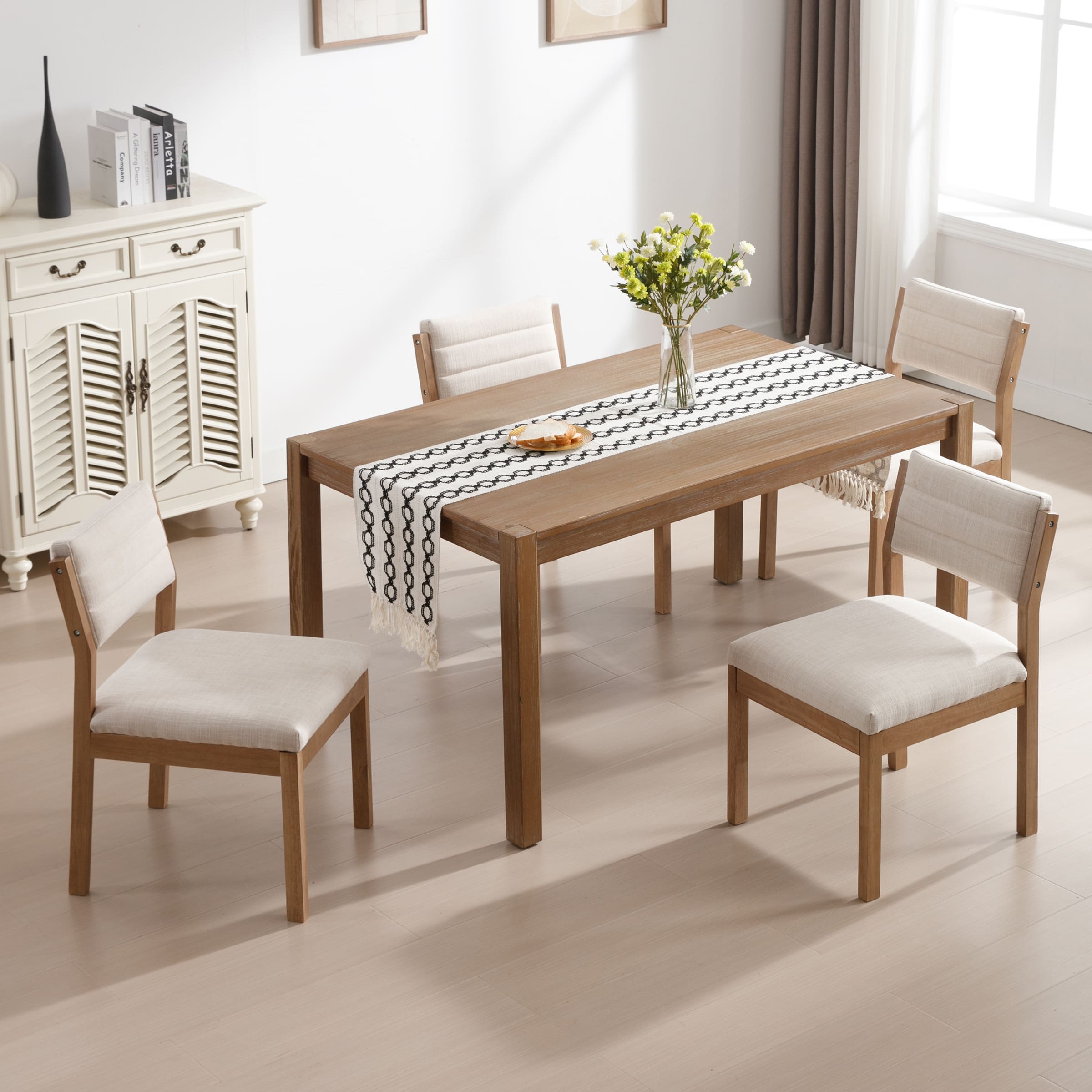 All chairs around dining table in dining room