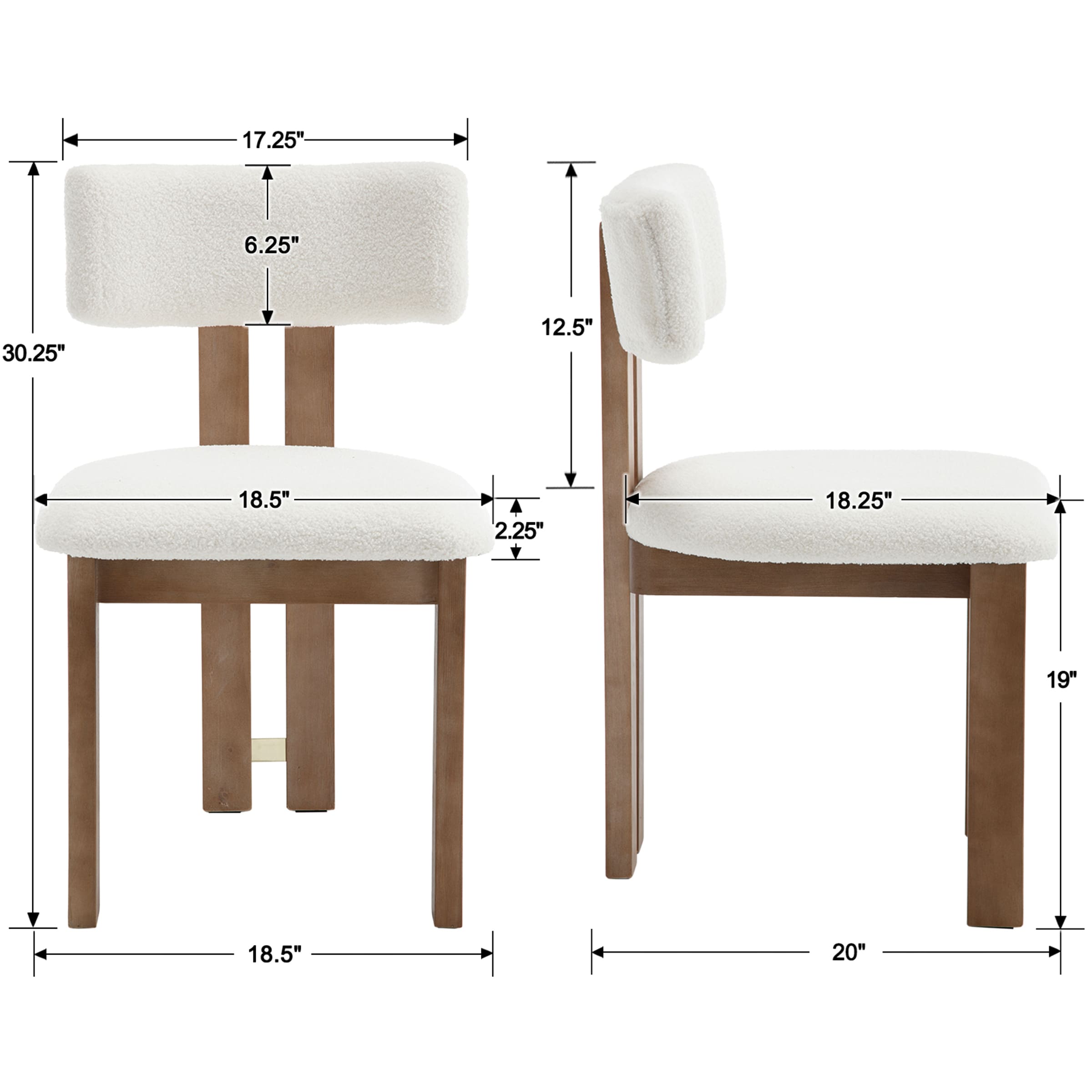 CIMOTA Curve Open Back Dining Chairs Set of 2 - 1936DC