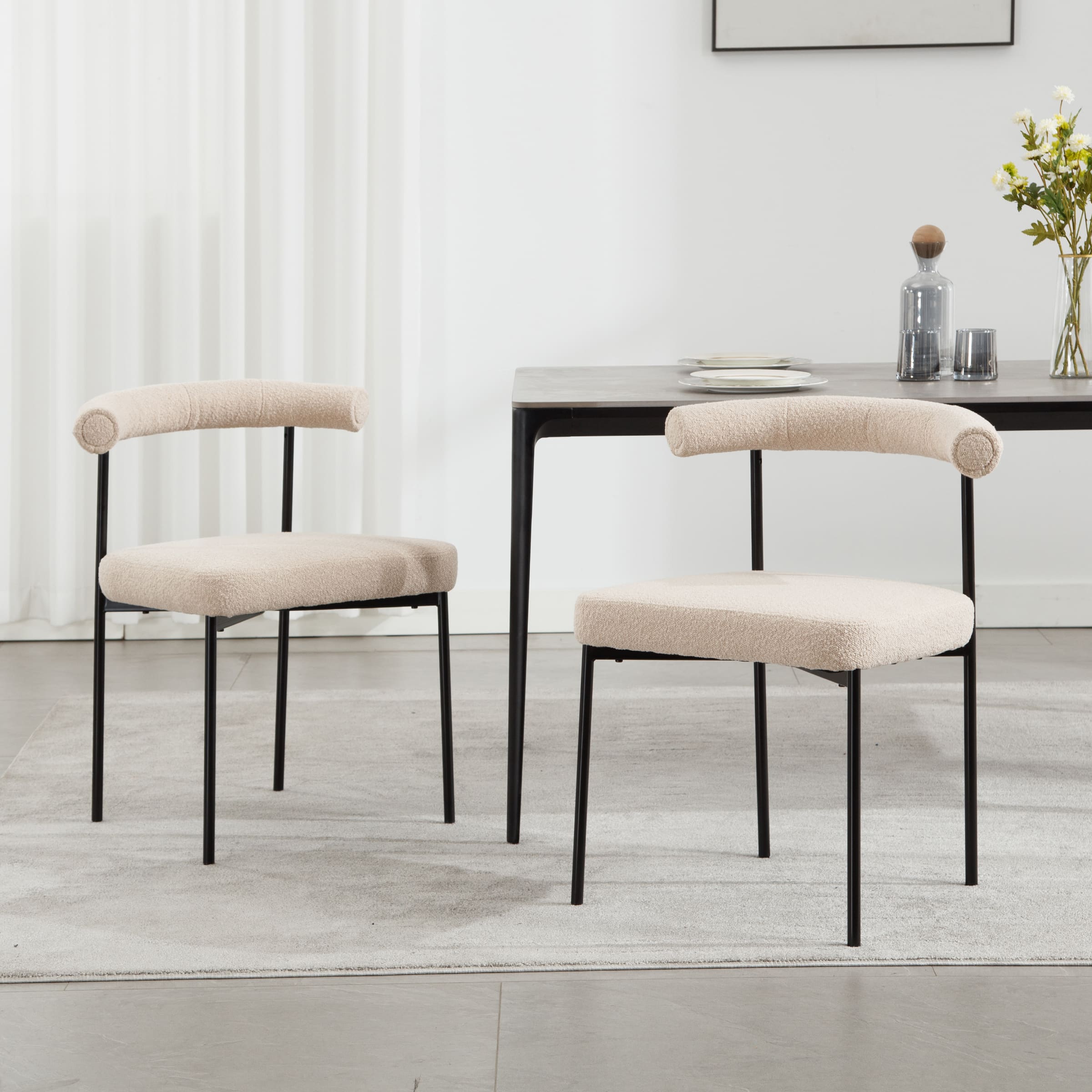 VESCASA Curved Open Back Dining Chairs Set of 2 - 3245DC