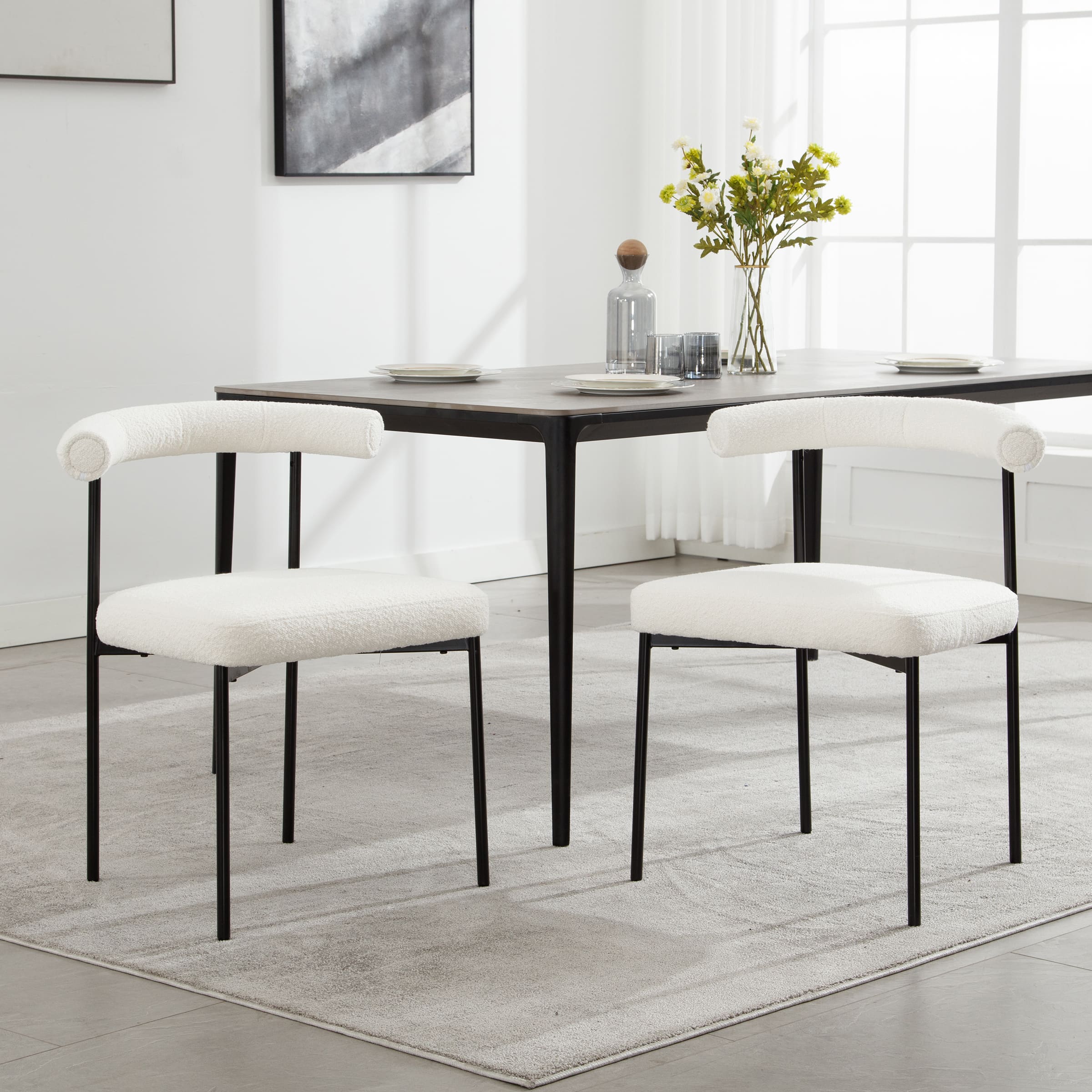 VESCASA Curved Open Back Dining Chairs Set of 2 - 3245DC