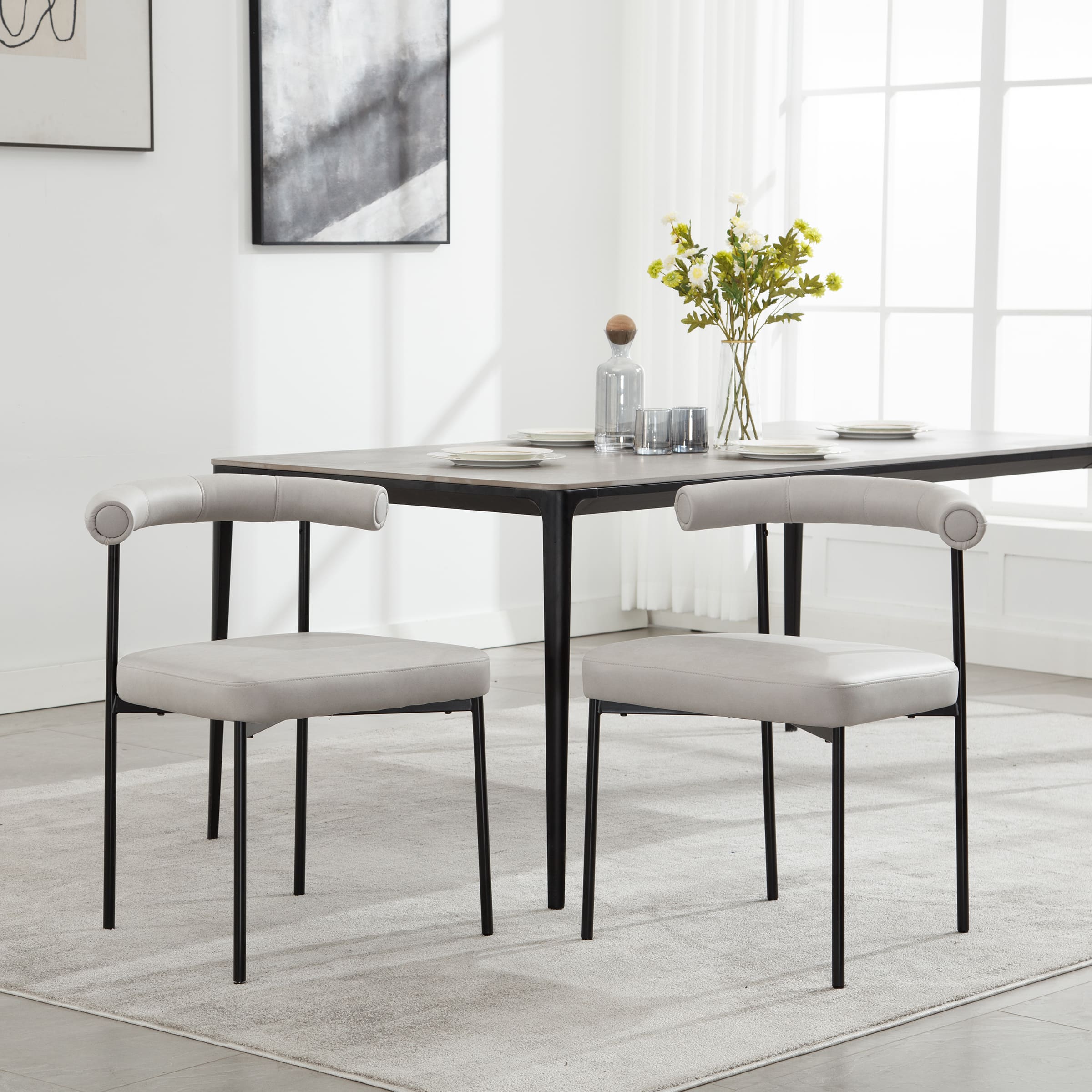VESCASA Curved Open Back Dining Chairs Set of 2 - 3245DC