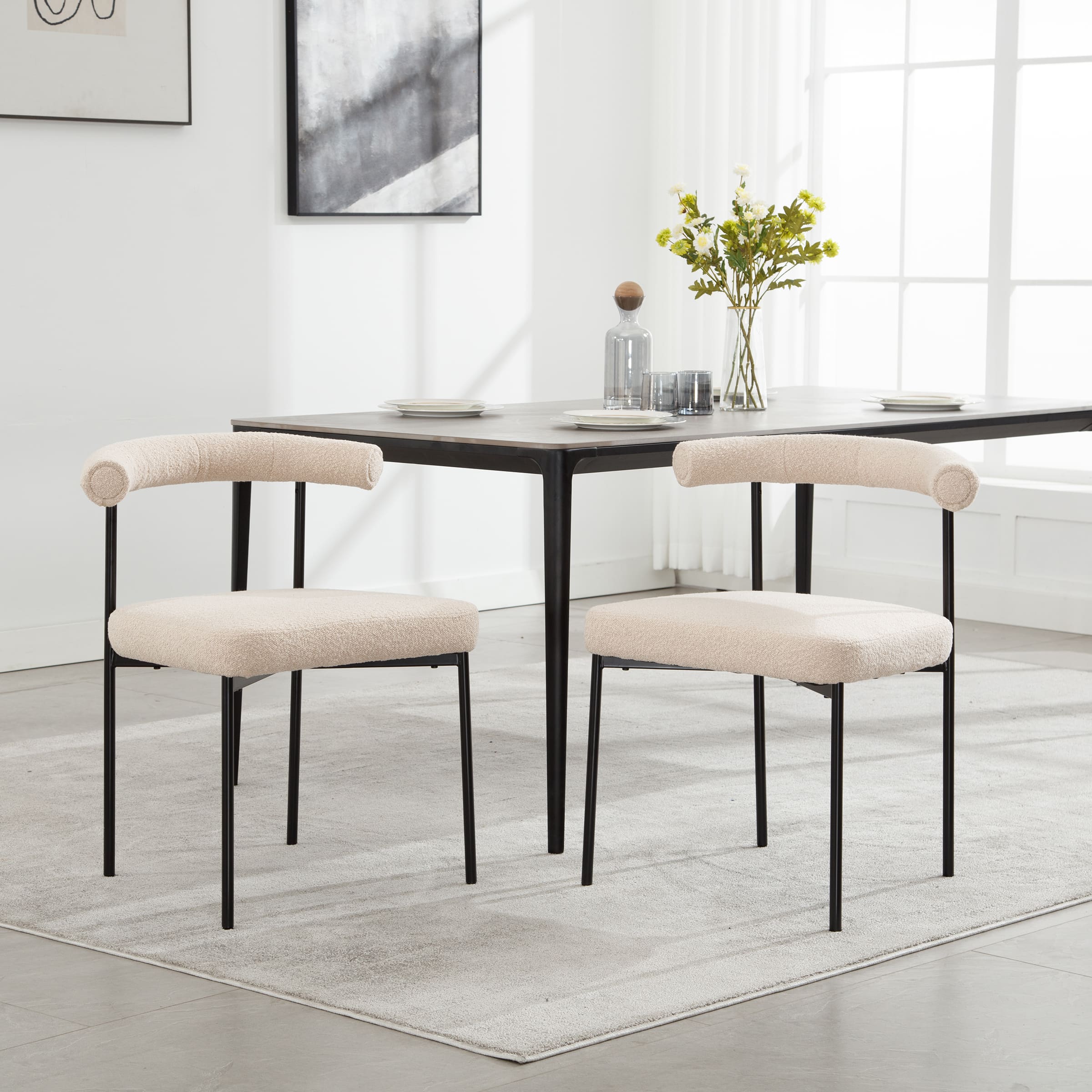 VESCASA Curved Open Back Dining Chairs Set of 2 - 3245DC