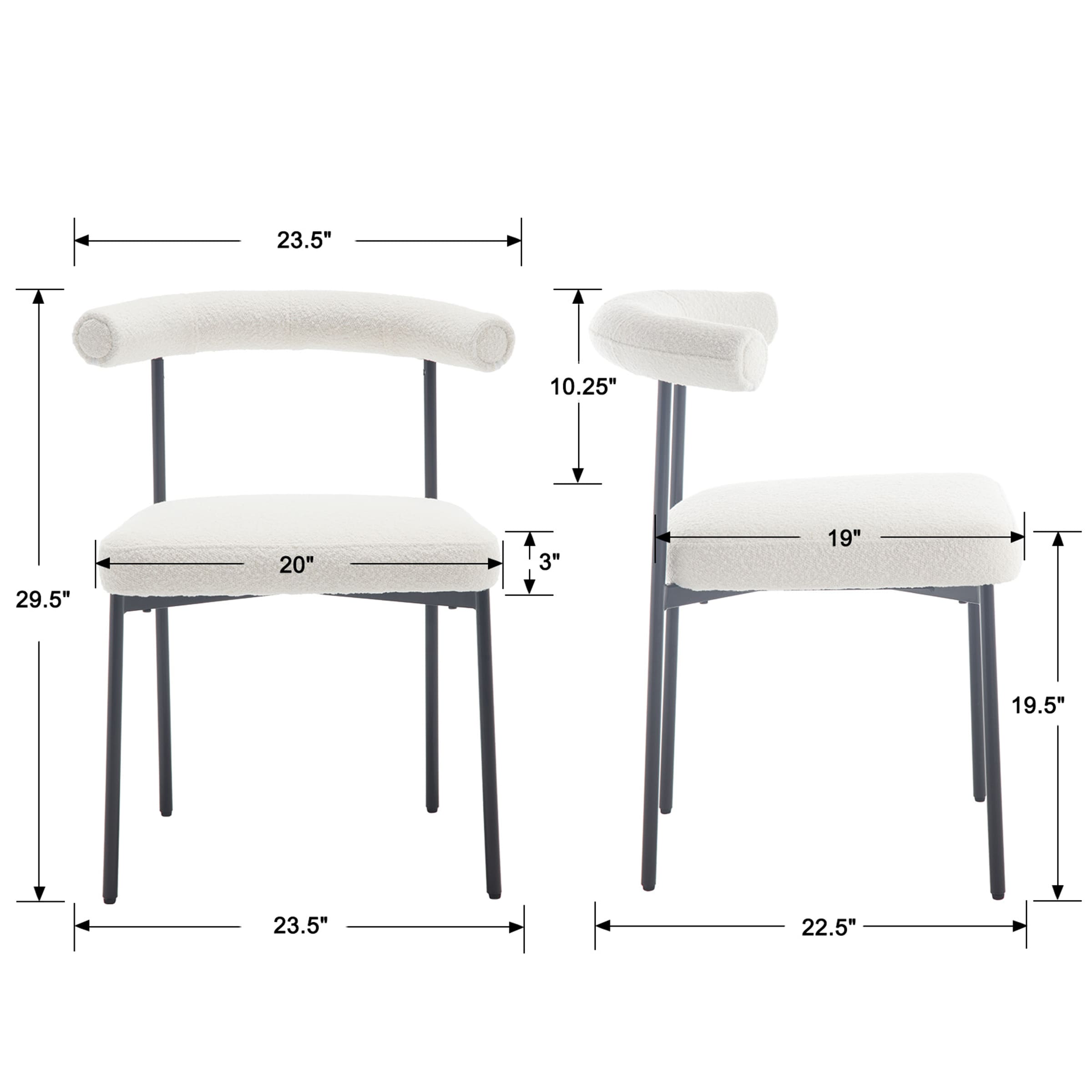 VESCASA Curved Open Back Dining Chairs Set of 2 - 3245DC