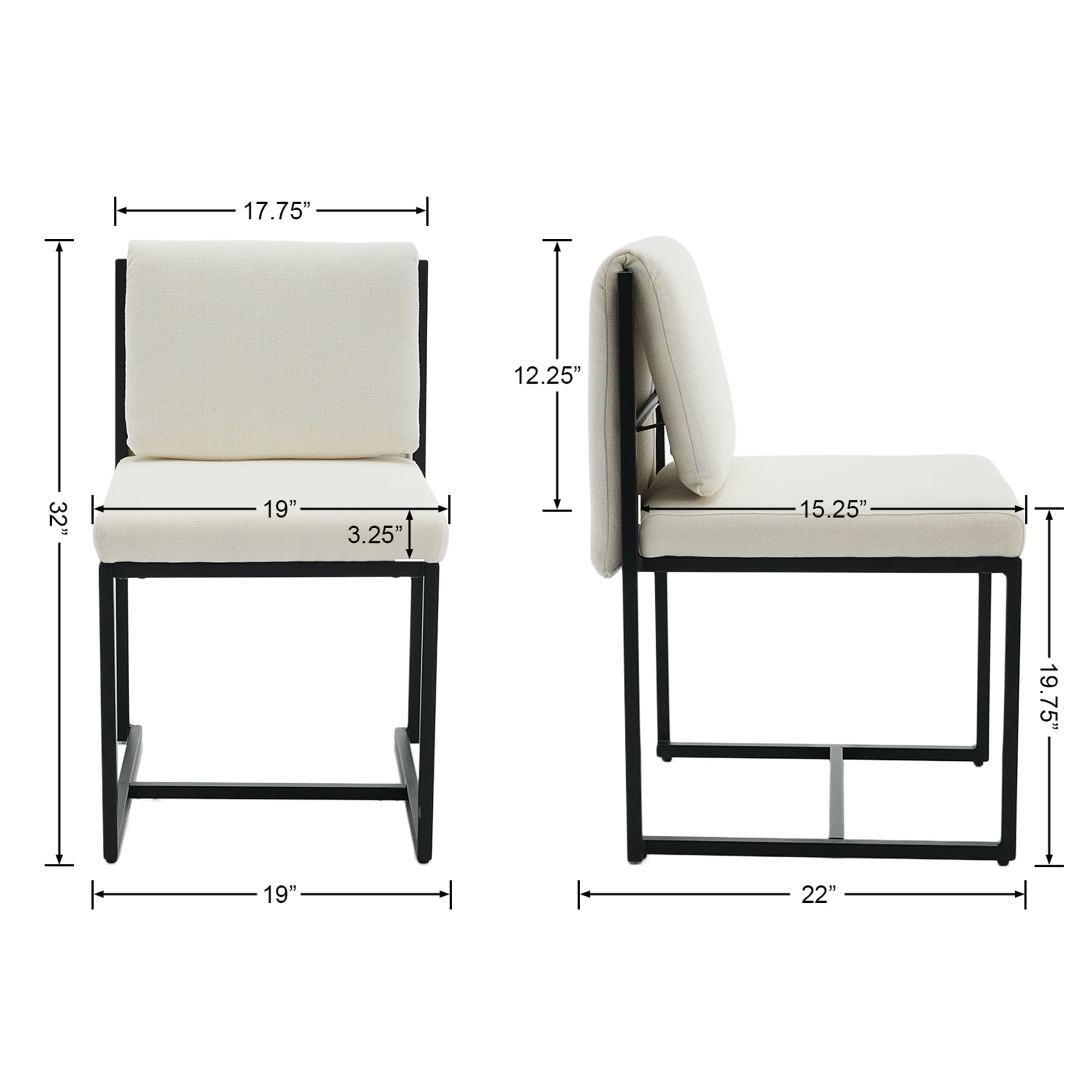 VESCASA Cushion Back Dining Chairs Set of 2 - 23111DC