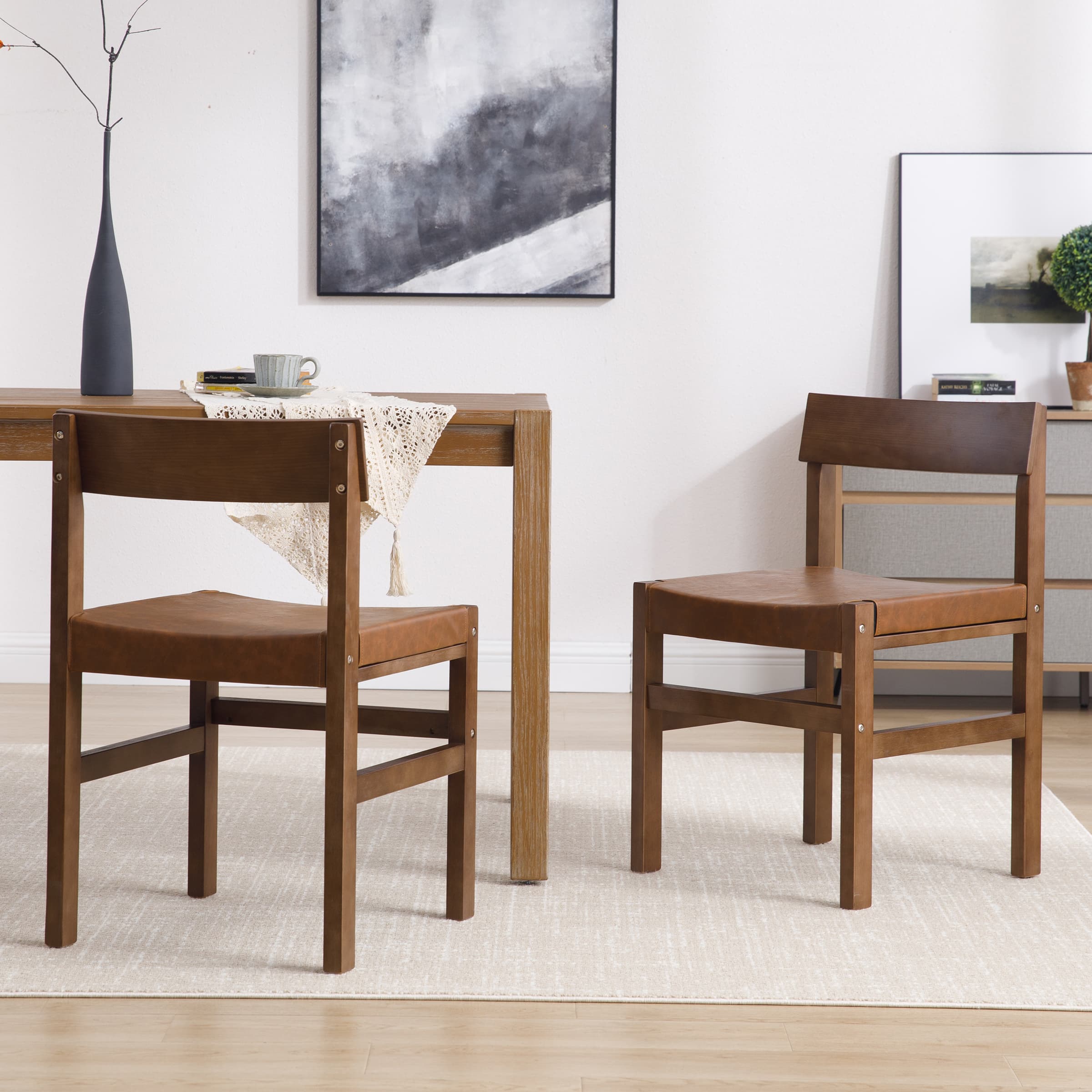 VESCASA Leather Upholstered Dining Chairs Set of 2 - 6110DC