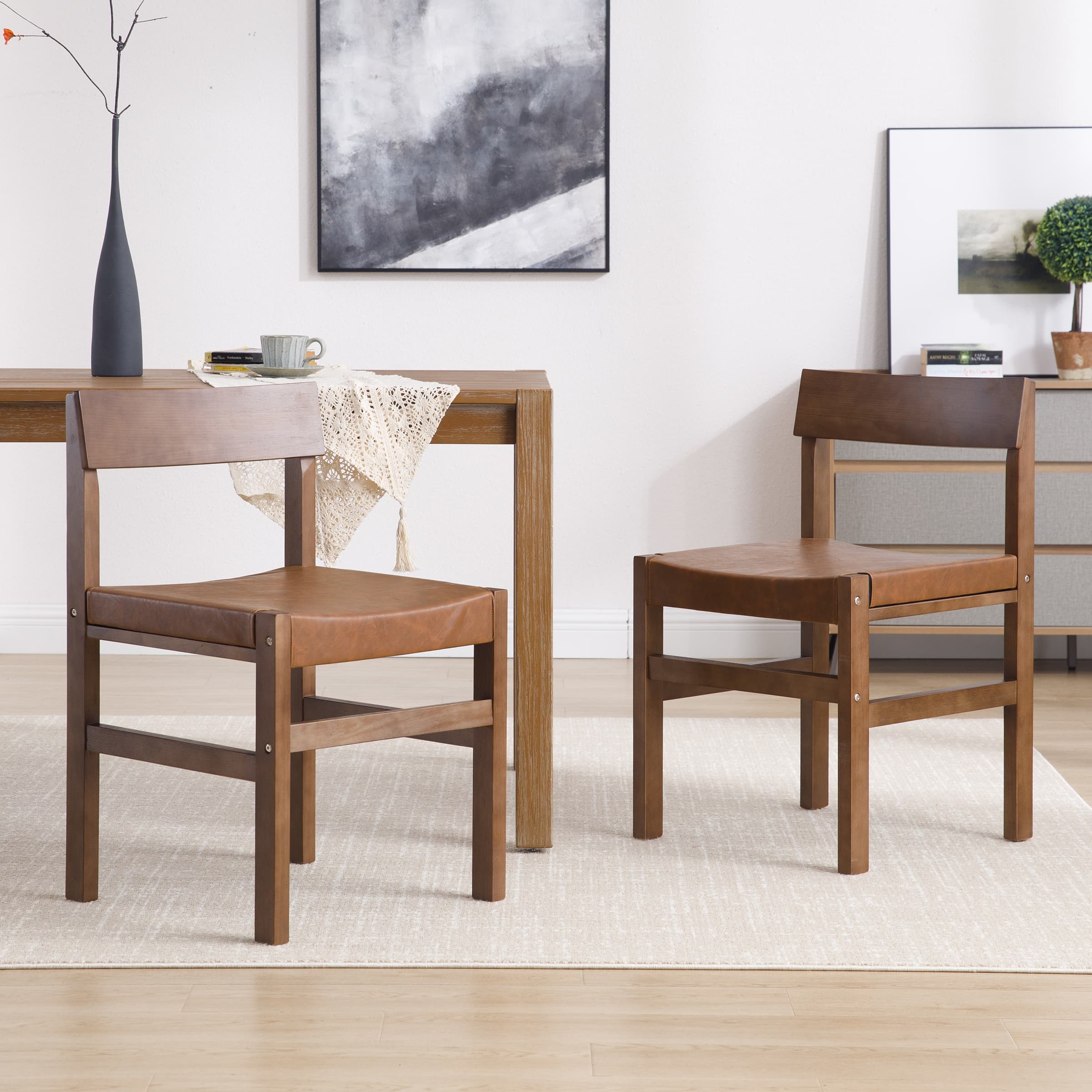 VESCASA Leather Upholstered Dining Chairs Set of 2 - 6110DC