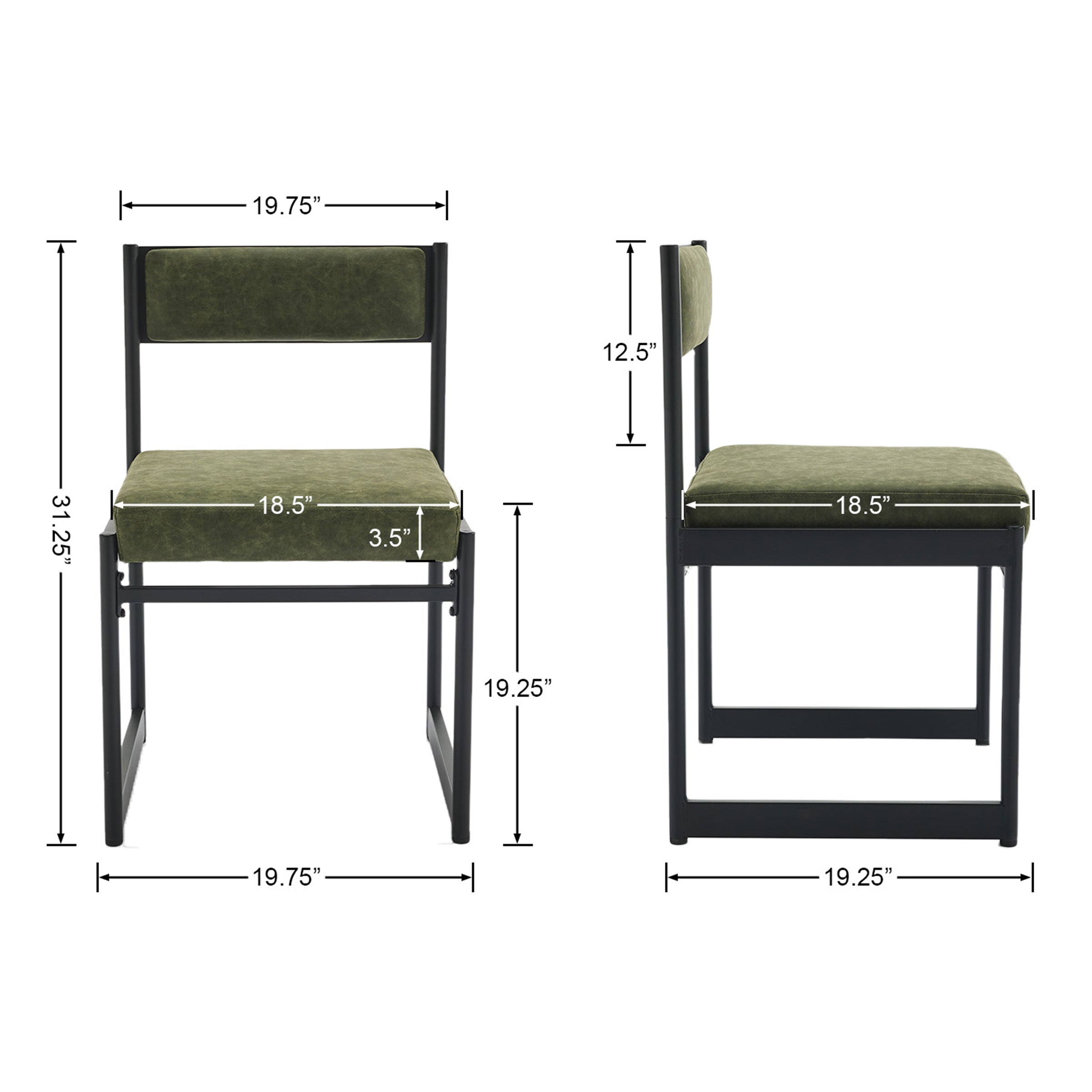 VESCASA Modern Metal Legs Dining Chairs Set of 2  - 2019DC