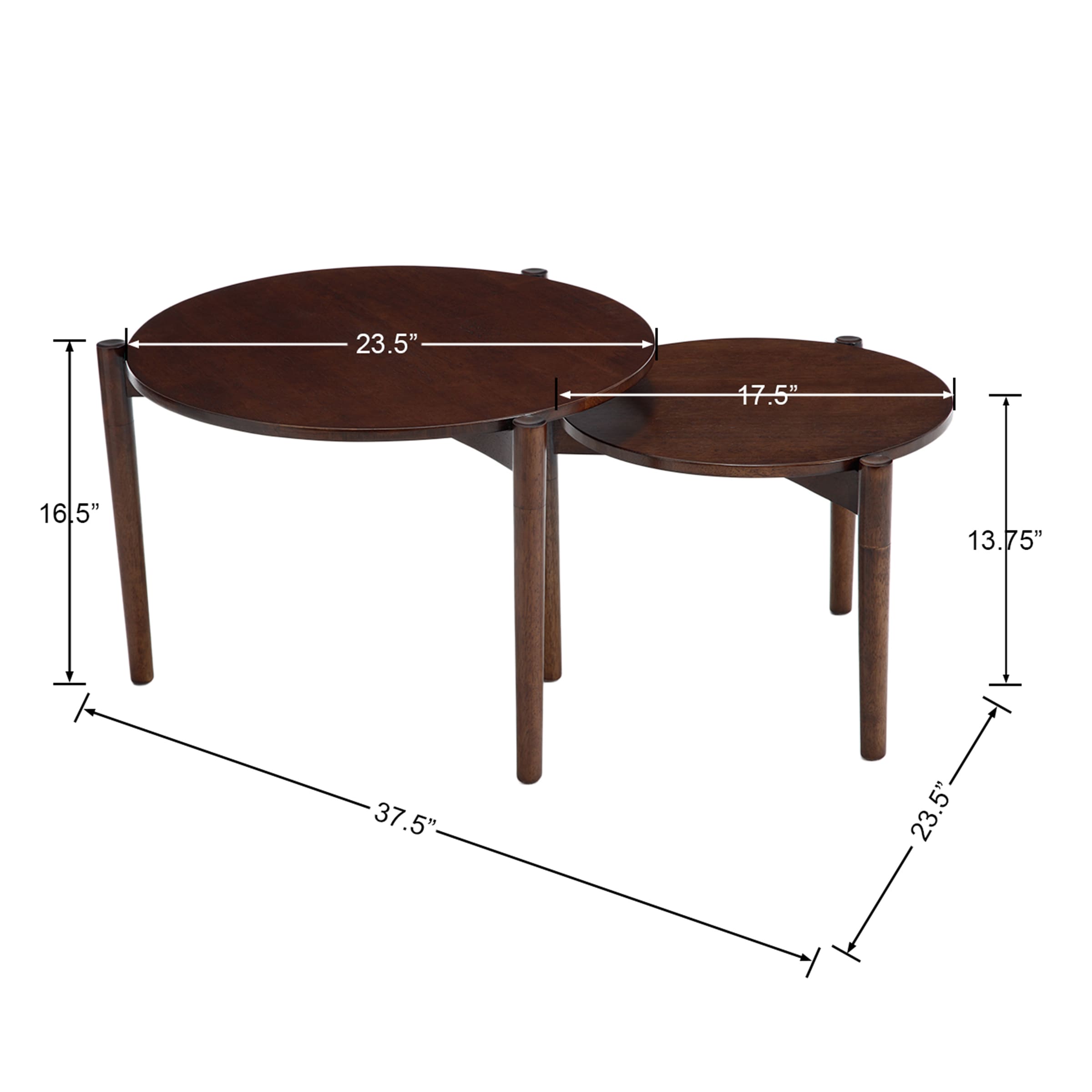VESCASA Modern Side Round Nesting Coffee Table - XX10CT