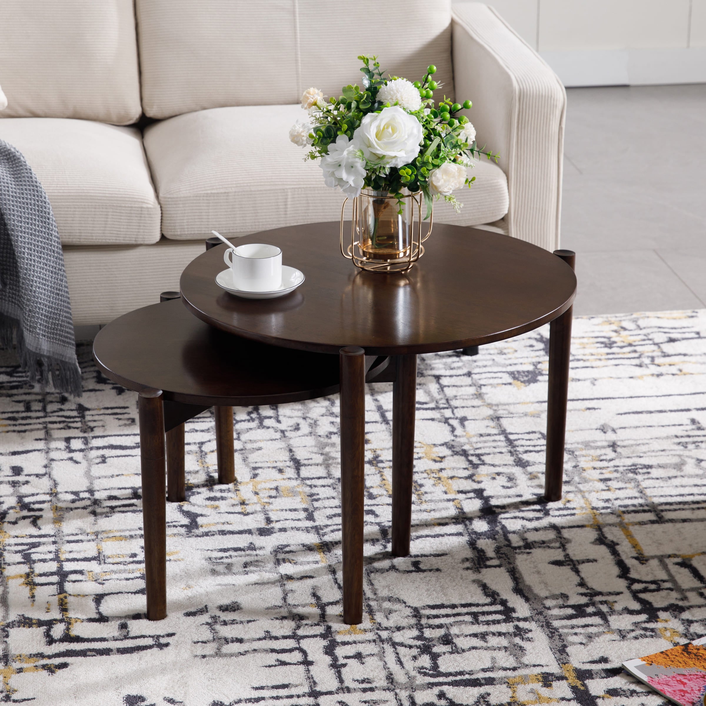 VESCASA Modern Side Round Nesting Coffee Table - XX10CT
