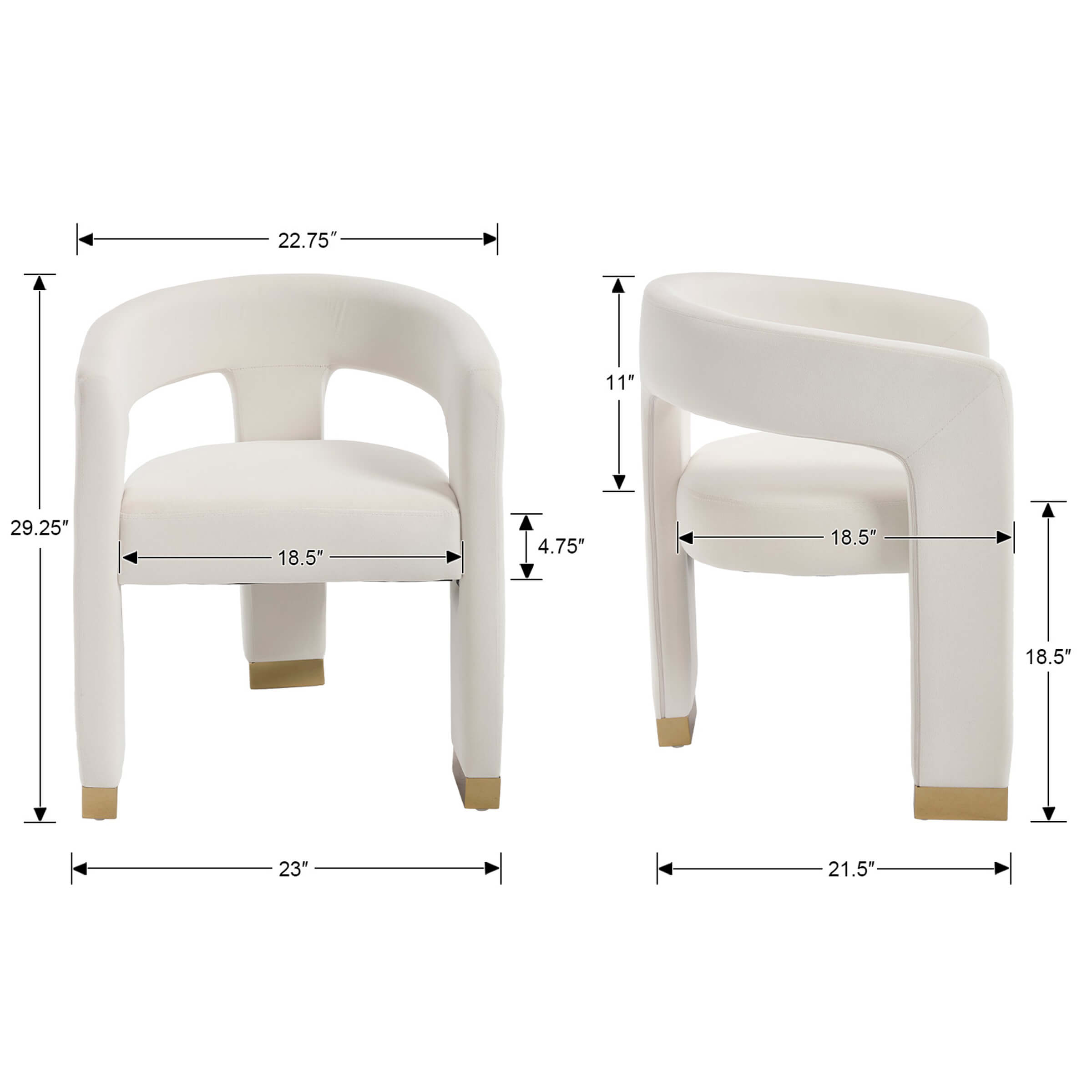 Dimensions diagram of chair with measurements