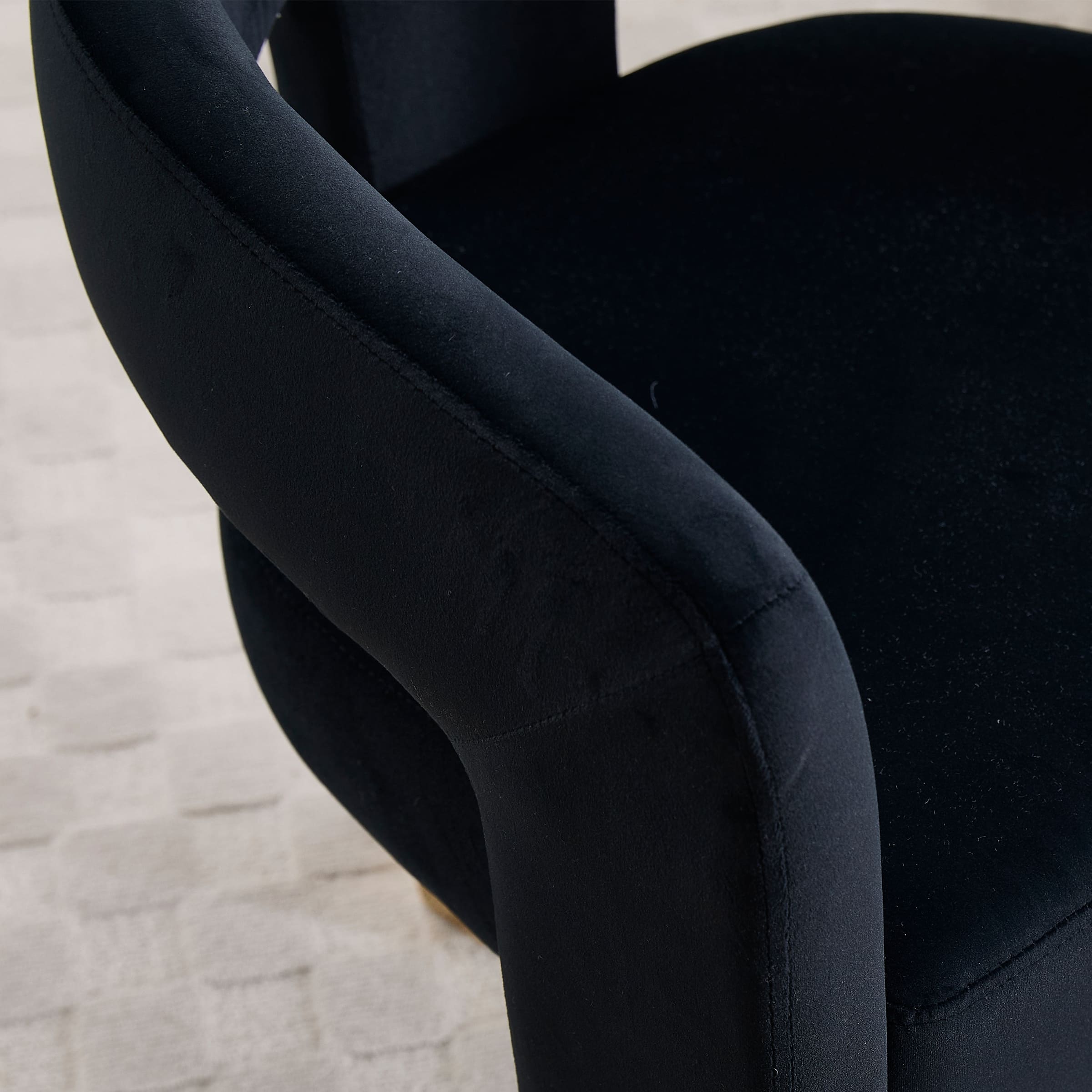 Stitch line on velvet fabric