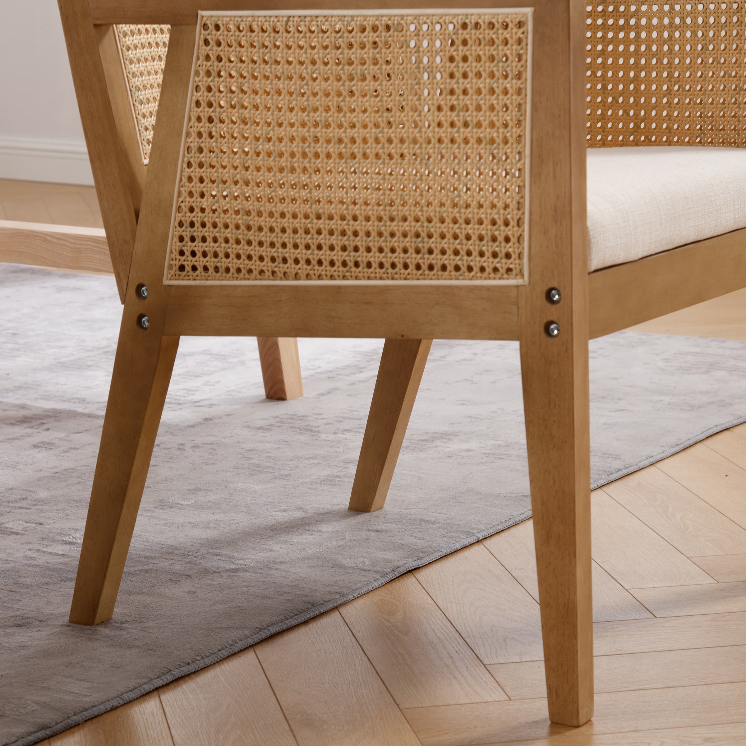 Screw hardware on chair leg