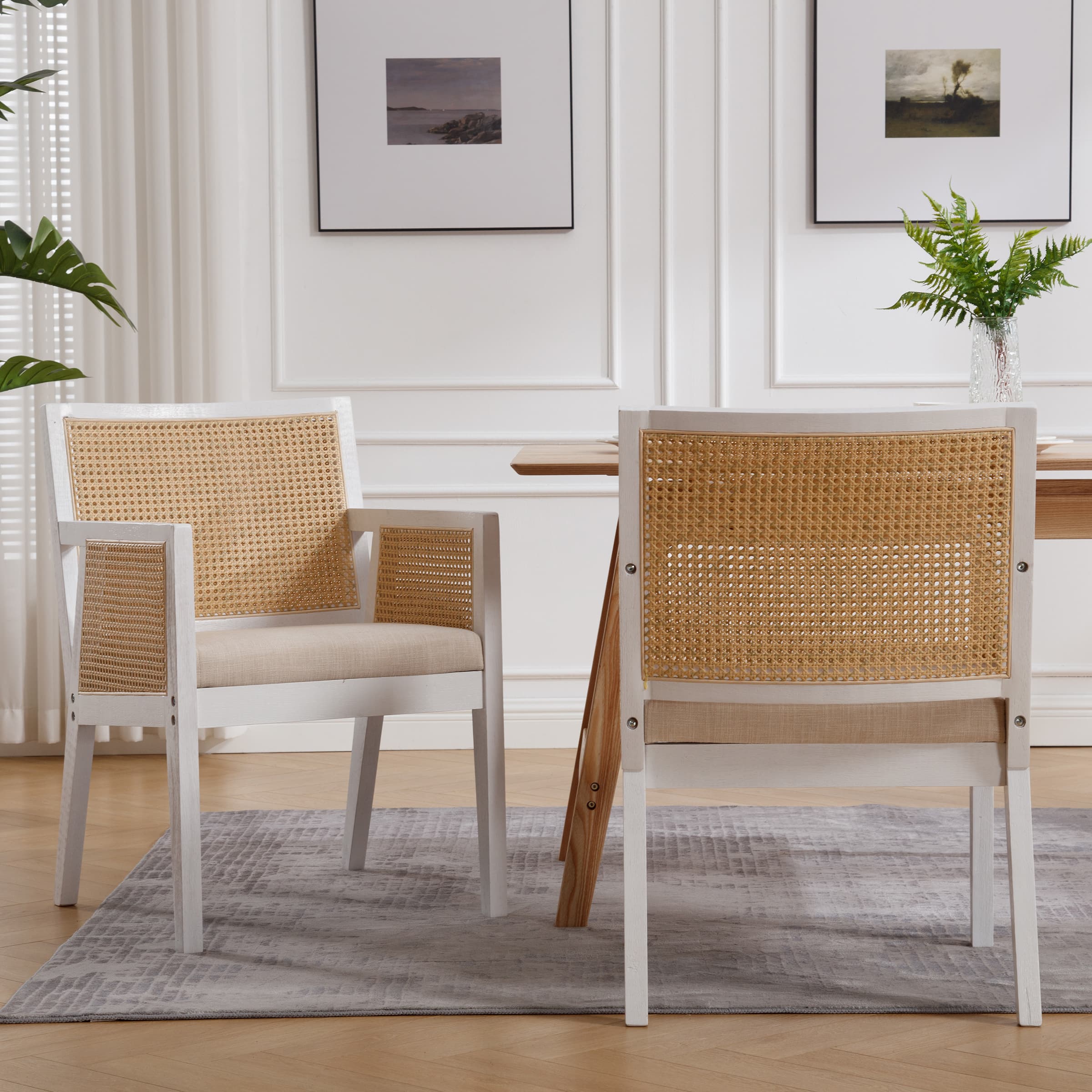 VESCASA Rattan Back Dining Chairs Set of 2 - 10020DC