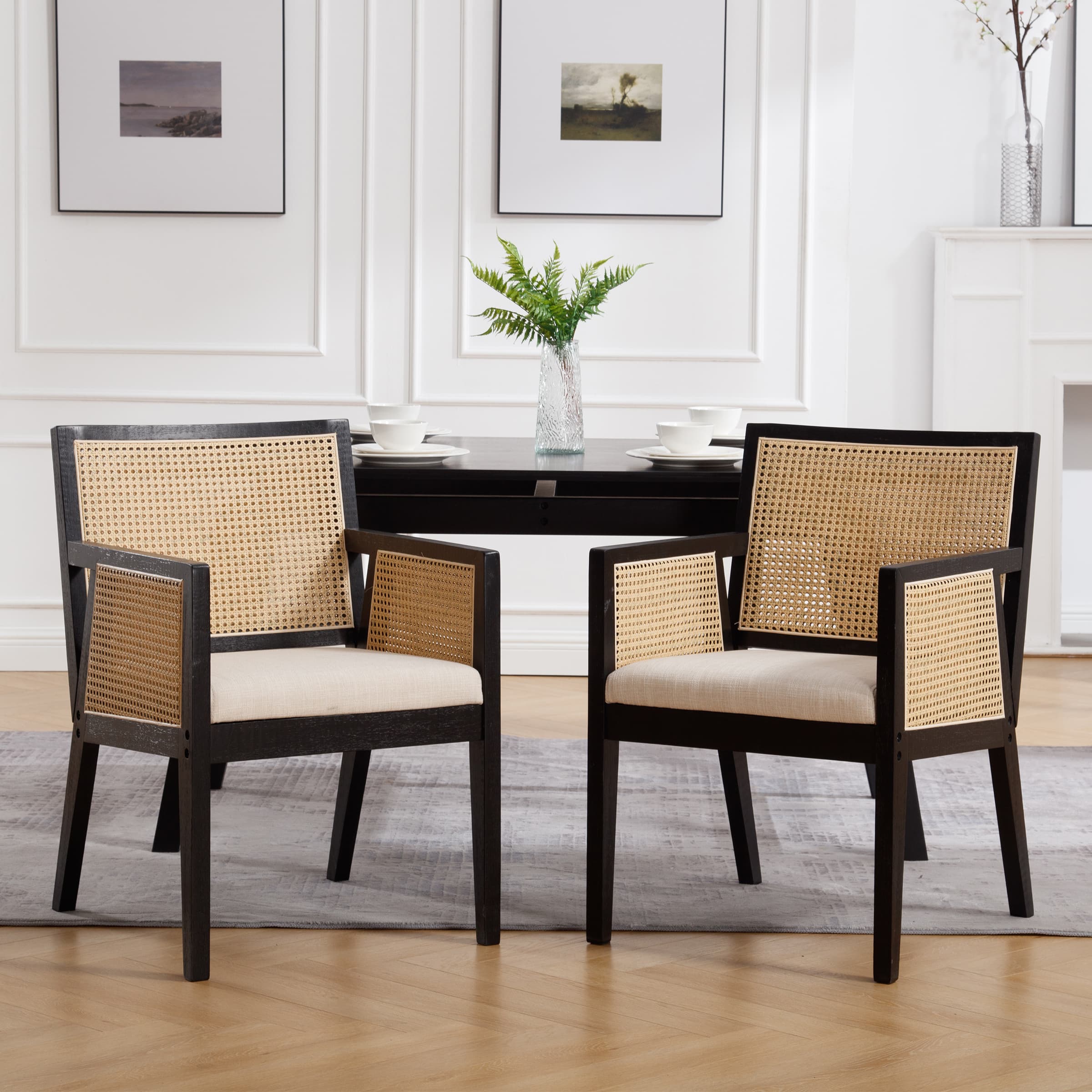 VESCASA Rattan Back Dining Chairs Set of 2 - 10020DC