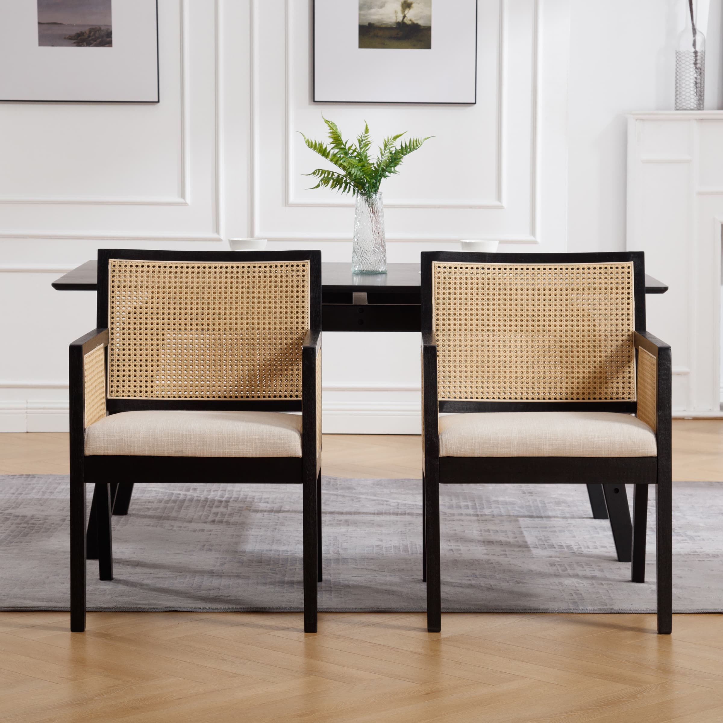 VESCASA Rattan Back Dining Chairs Set of 2 - 10020DC