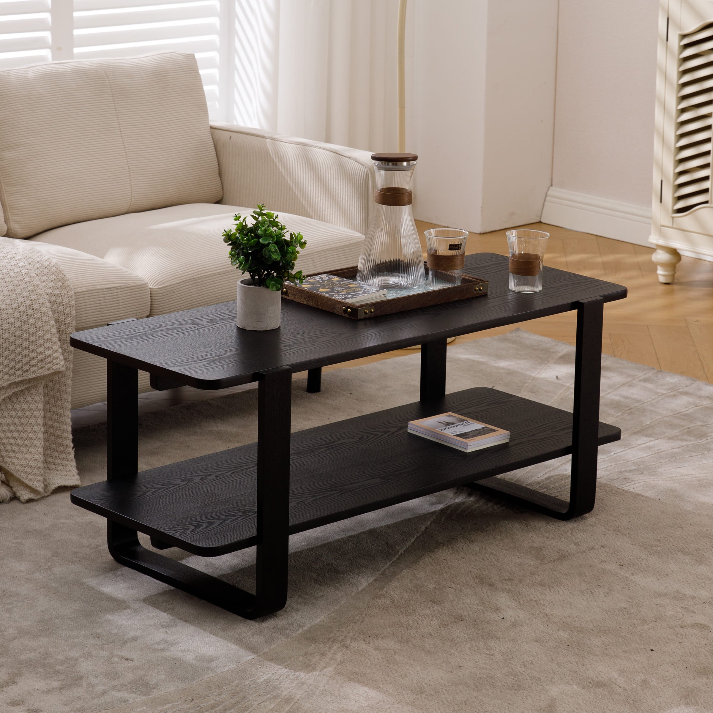 VESCASA Rectangle Black Coffee Table - X014CT