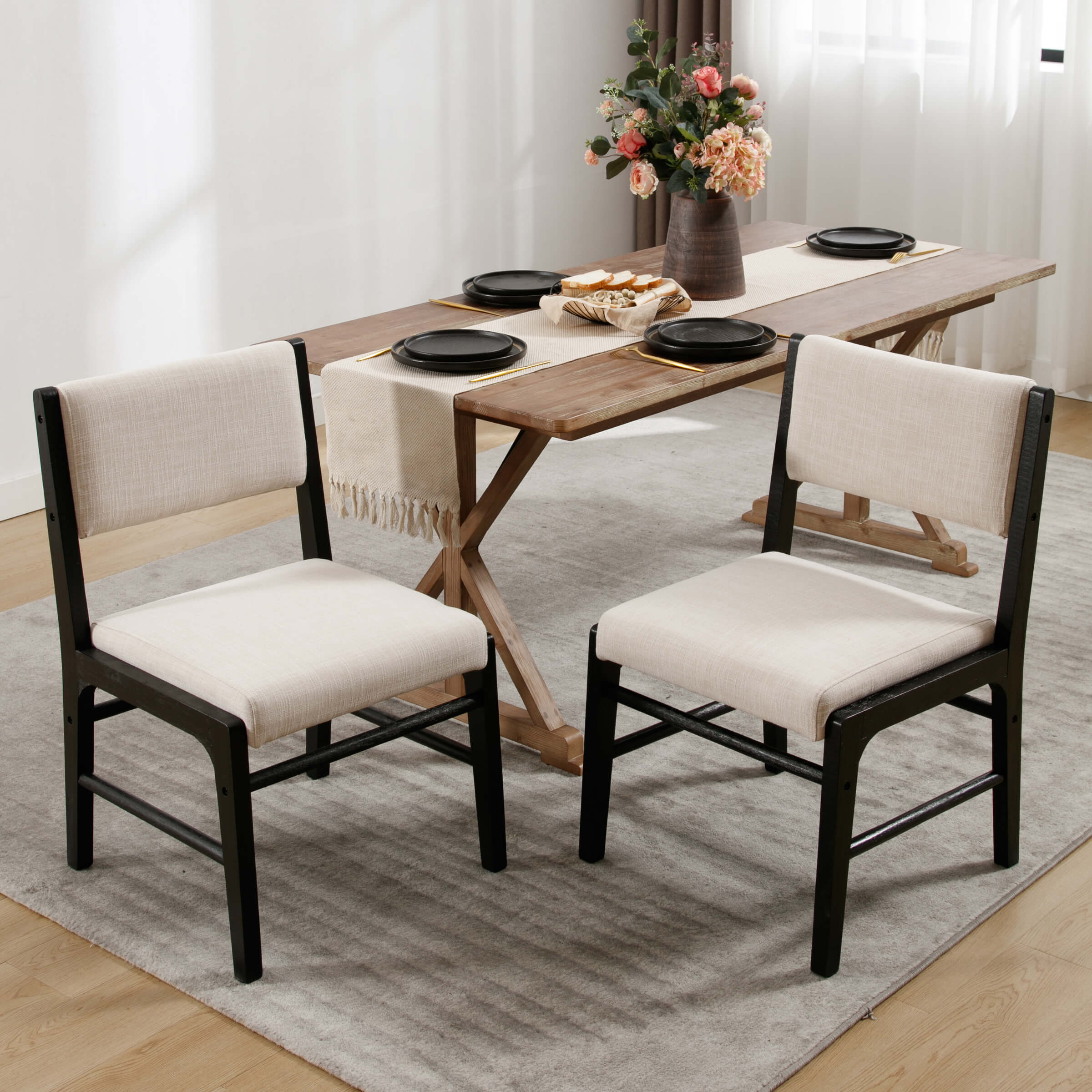 Rectangular Cushion Back Dining Chairs Set of 2 - 1984DC