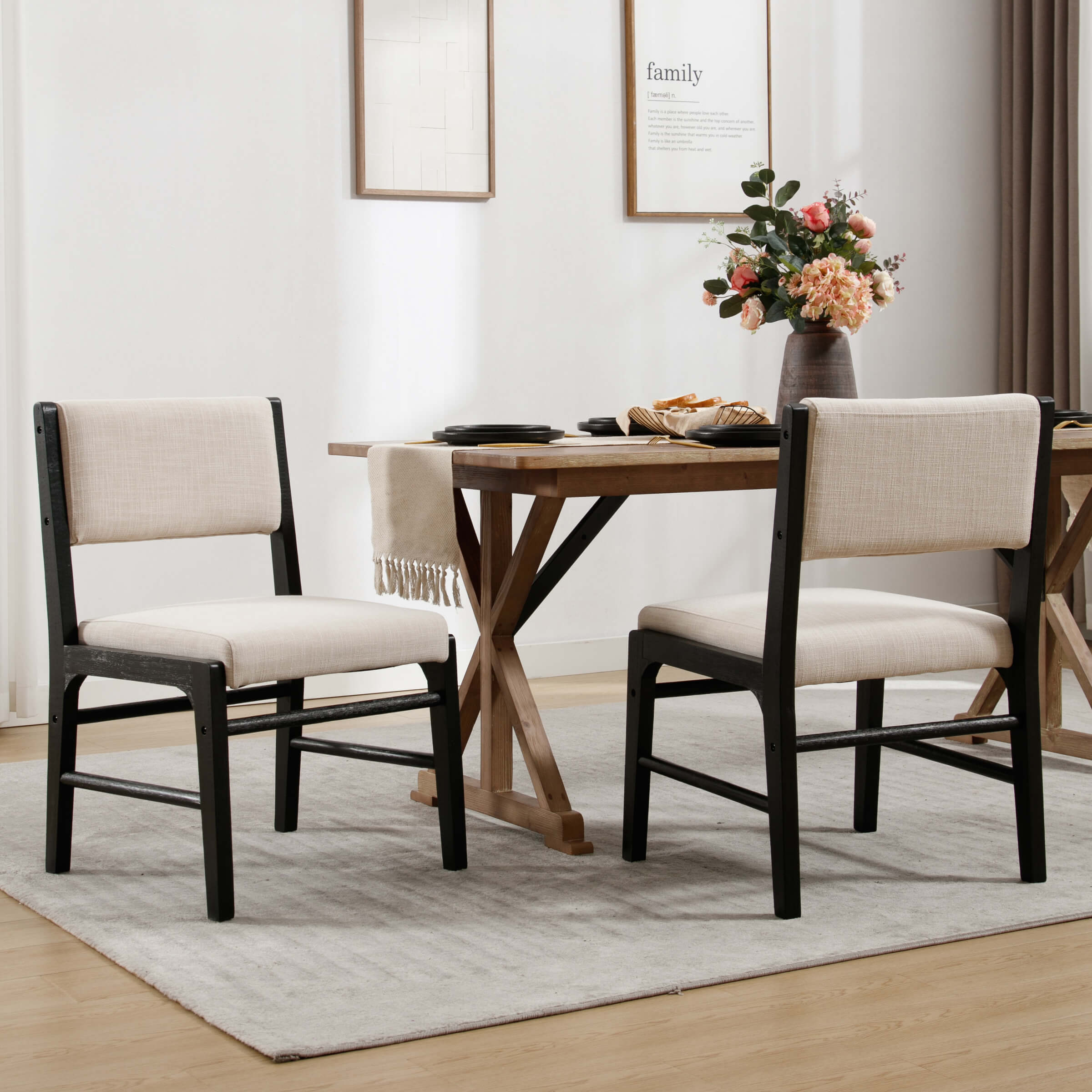 VESCASA Rectangular Cushion Back Dining Chairs Set of 2 - 1984DC