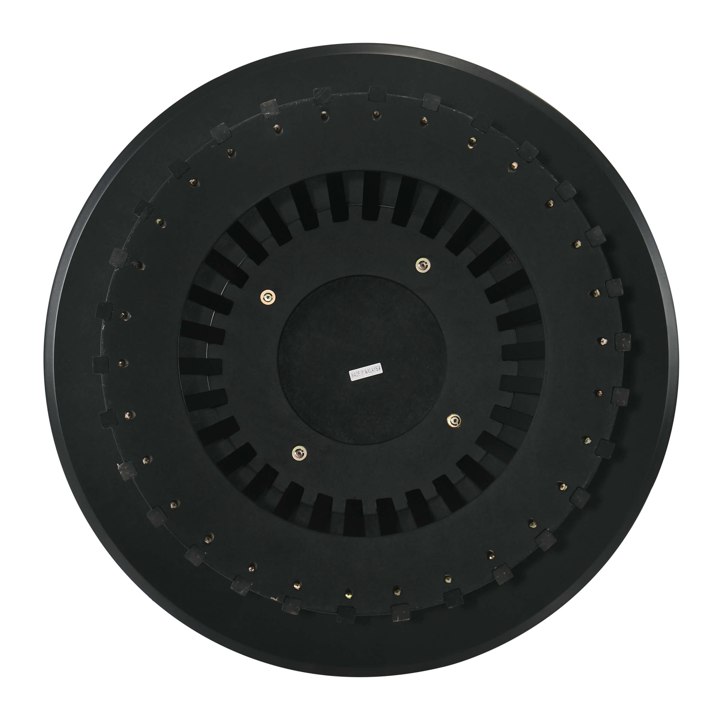 Bottom view of table show hub and screws