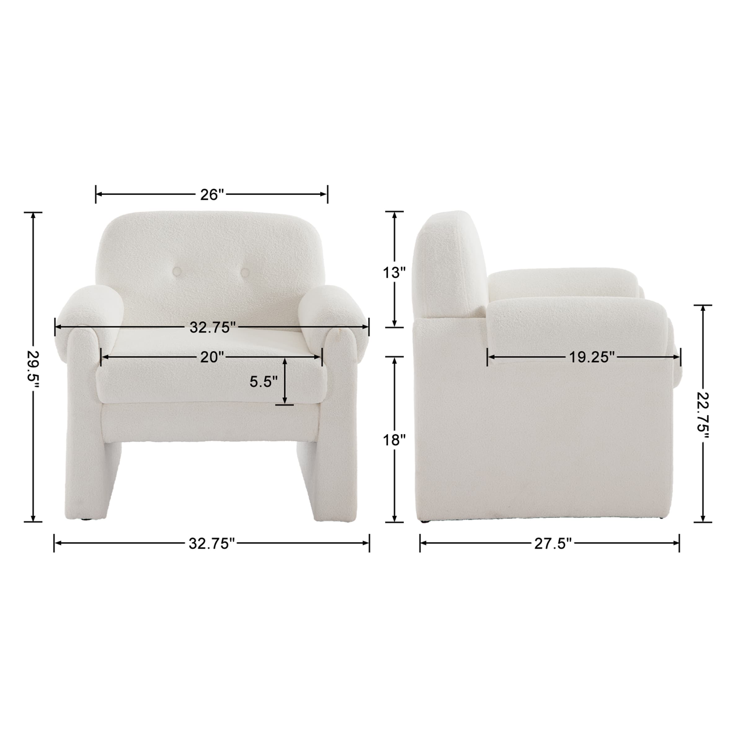 VESCASA 13" H Tufted Back Accent Chairs 1 PCS - 6552AC