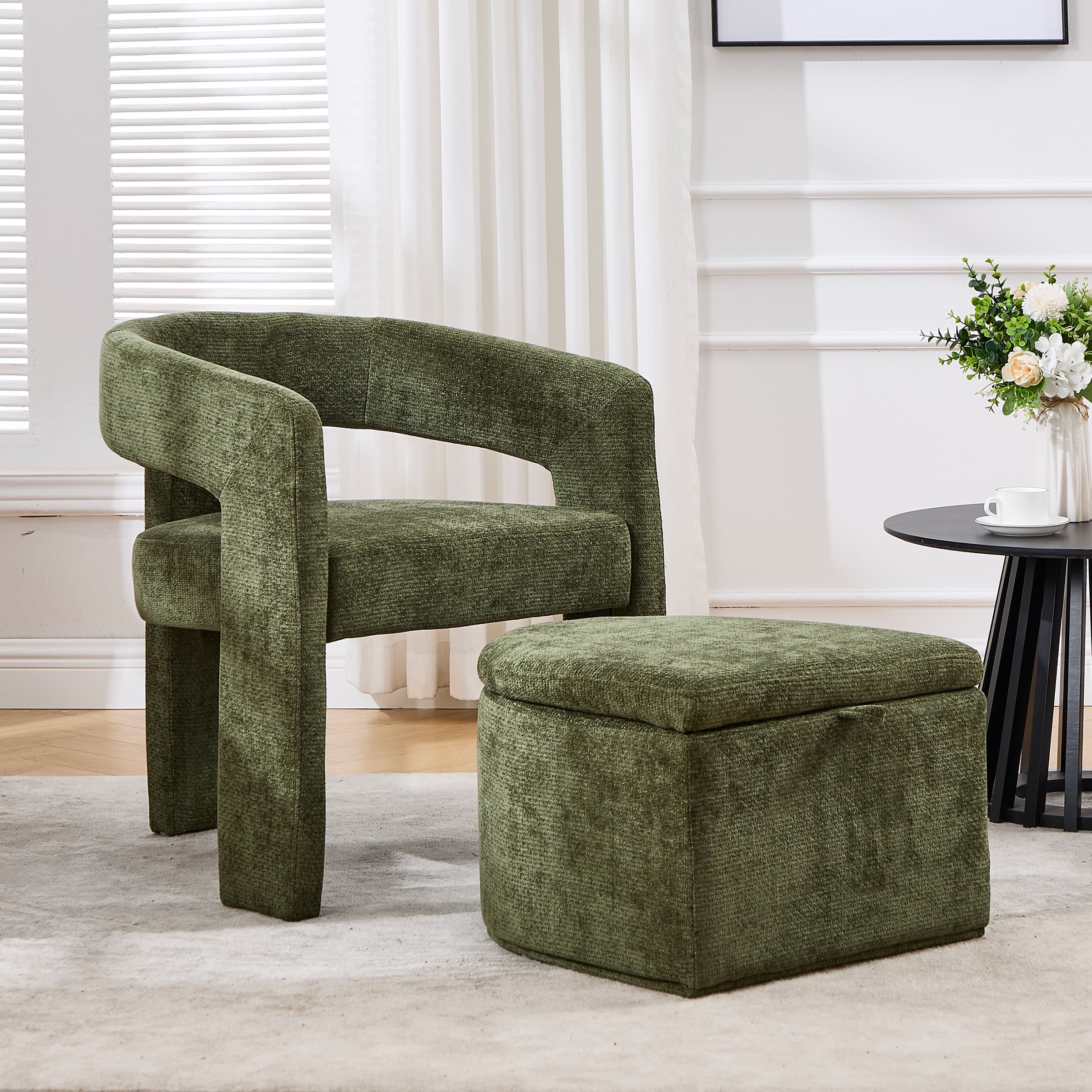 VESCASA Barrel Side Armchair with Storage Ottoman Set - 71002AO