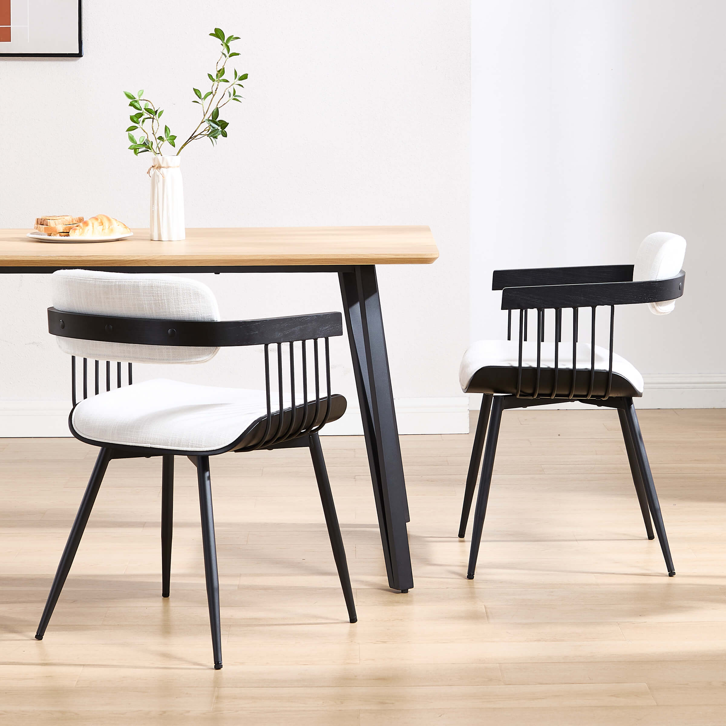 VESCASA Upholstered Linen Dining Chairs Set of 2 - 6344DC