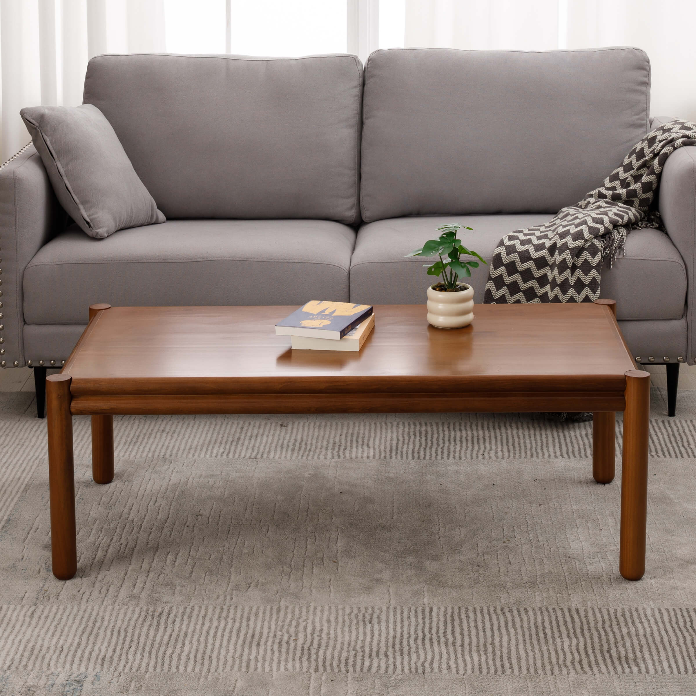 VESCASA Walnut Wood Simple Coffee Table - X013CT