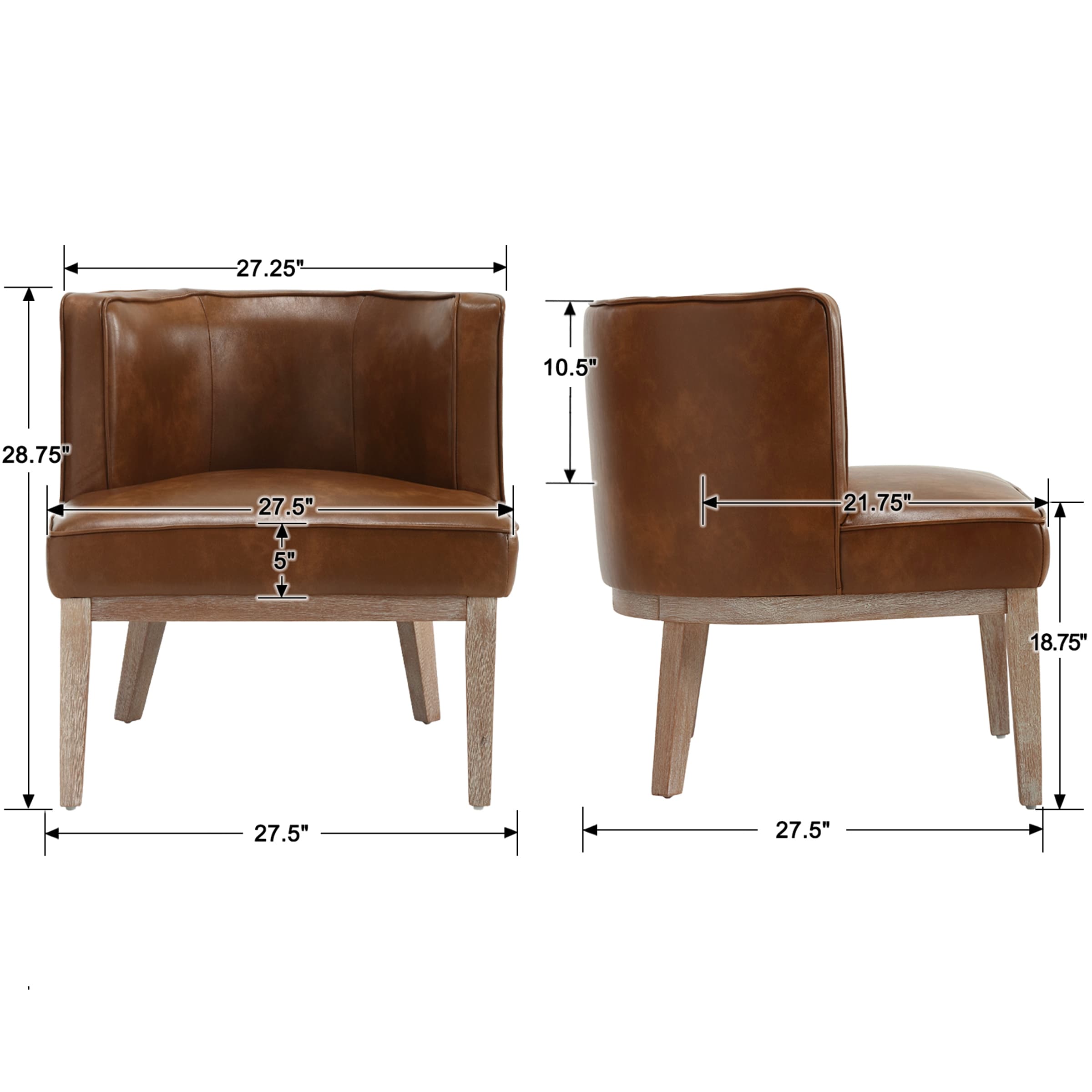 VESCASA Stone Wash Wood Legs Accent Chair 1 PCS - 6371AC