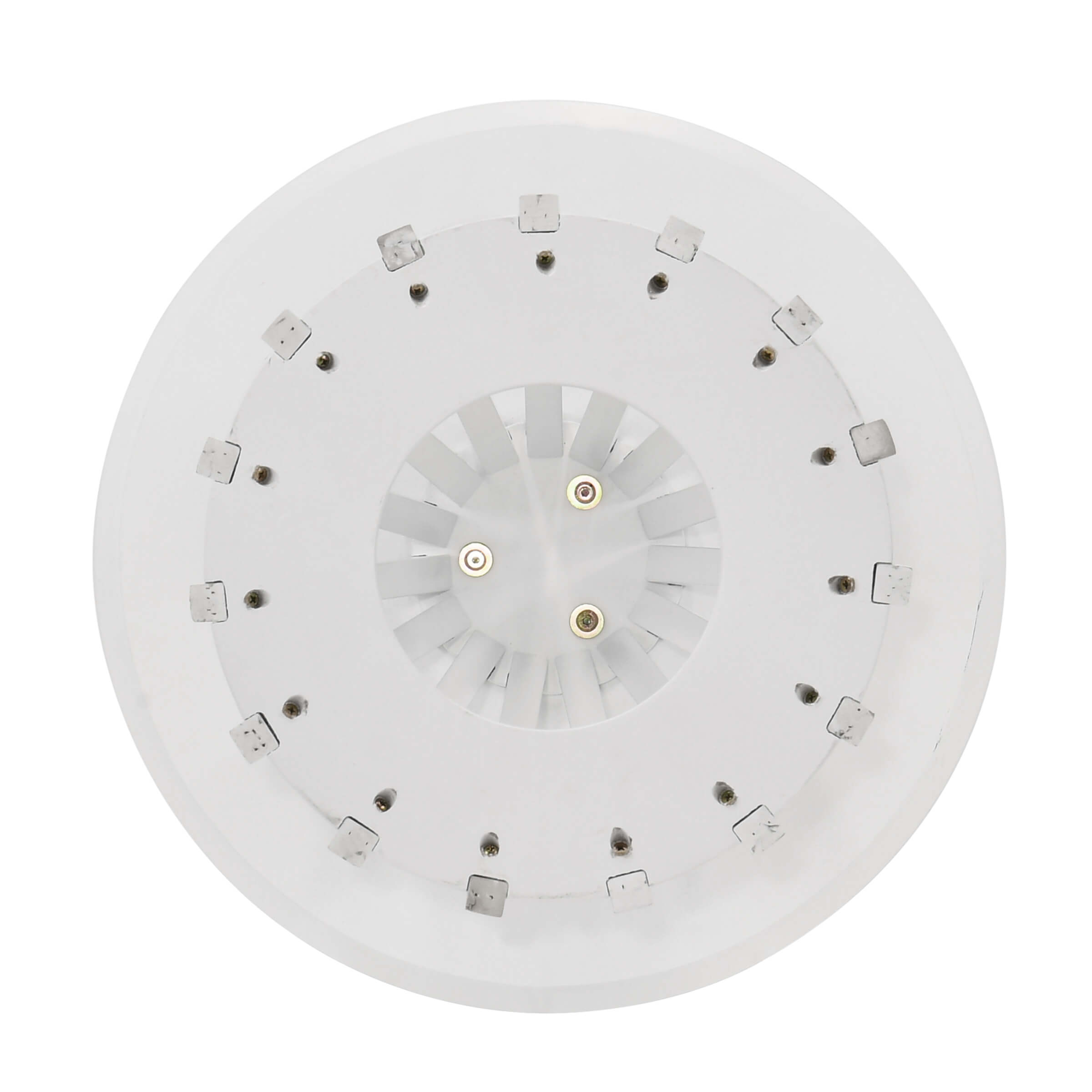 Bottom of white slat base with screws