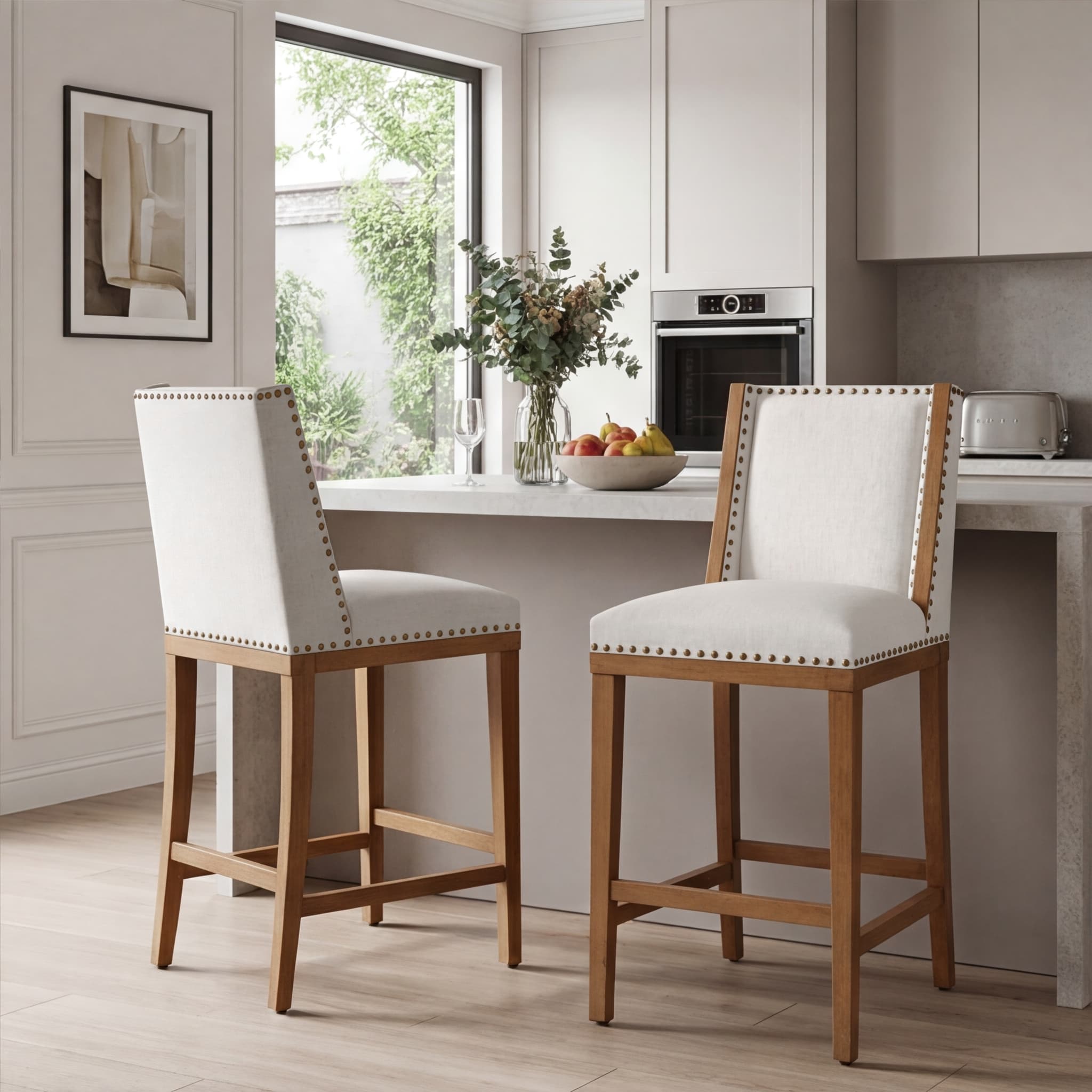 26"H Farmhouse Wingback Counter Stools Set of 2 - X023CS